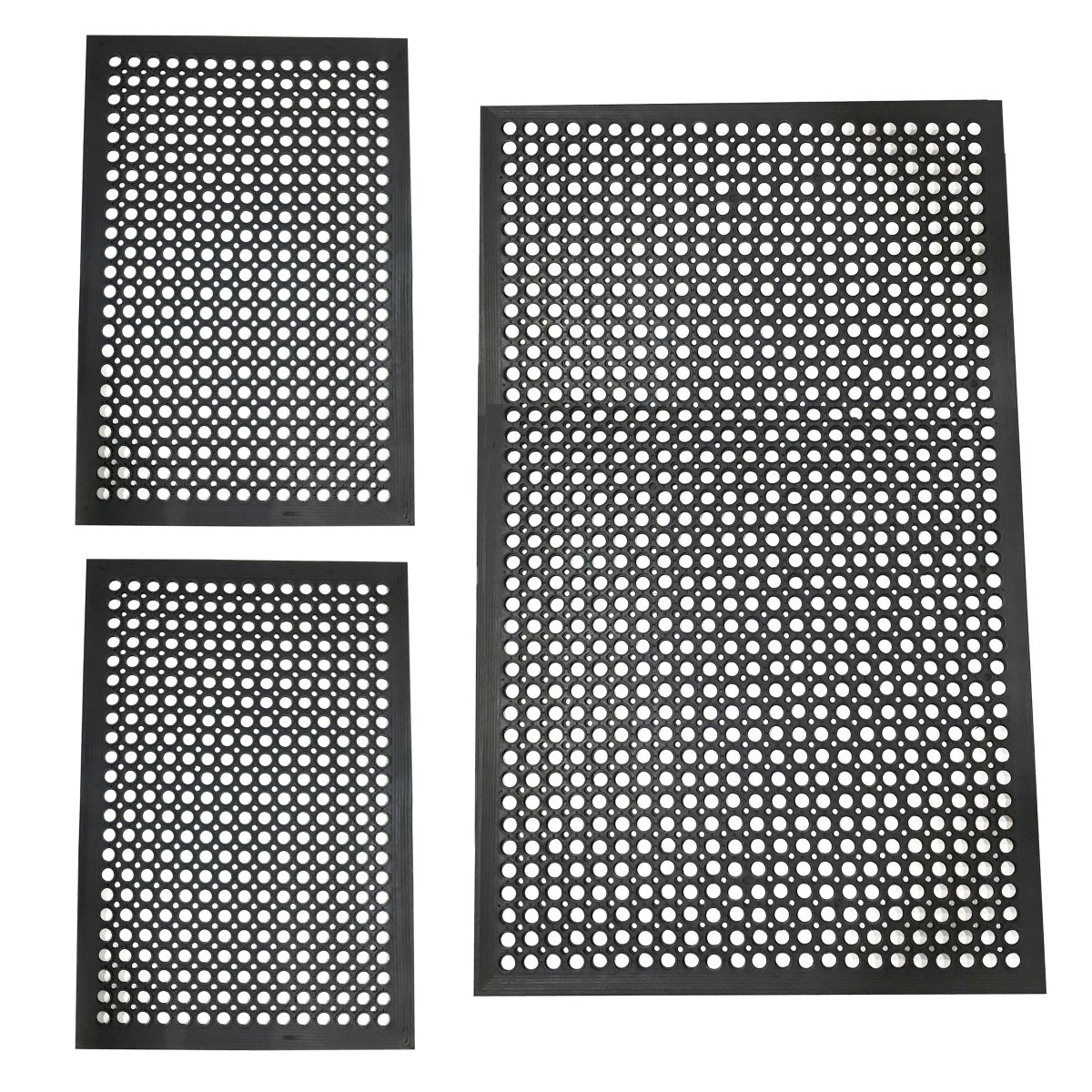 Non-Slip Rubber Floor Mat Set - 3 Piece Heavy Duty Anti-Fatigue Mats for Kitchen, Gym & Workshop - Waterproof & Easy to Clean