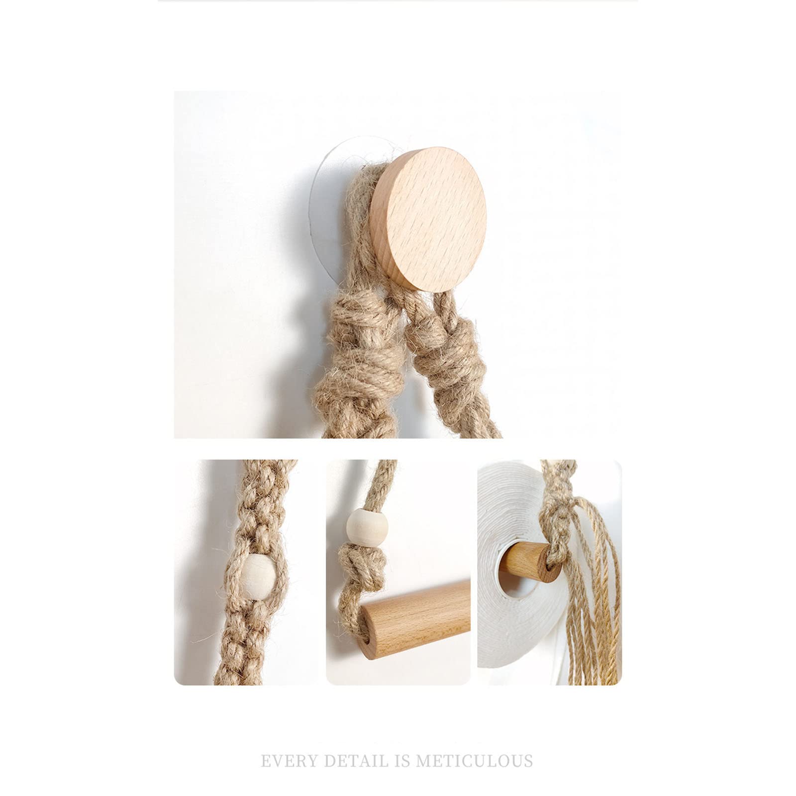 Hemp Rope Toilet Paper Holder - Rustic Wall Mounted Bathroom Tissue Storage Organizer with Hanging Design for Farmhouse, RV, Boat & Tiny House Decor
