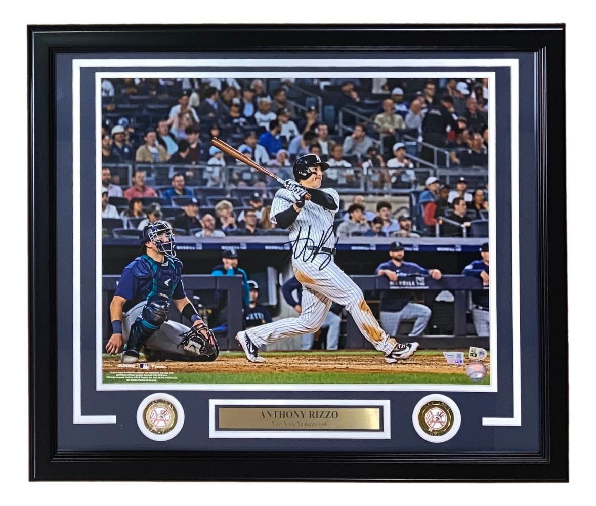 Anthony Rizzo Autographed Framed 16x20 New York Yankees Photo - Limited Edition Collectible for Baseball Fans | Perfect for Man Cave, Sports Memorabilia Room, or Yankees Gift
