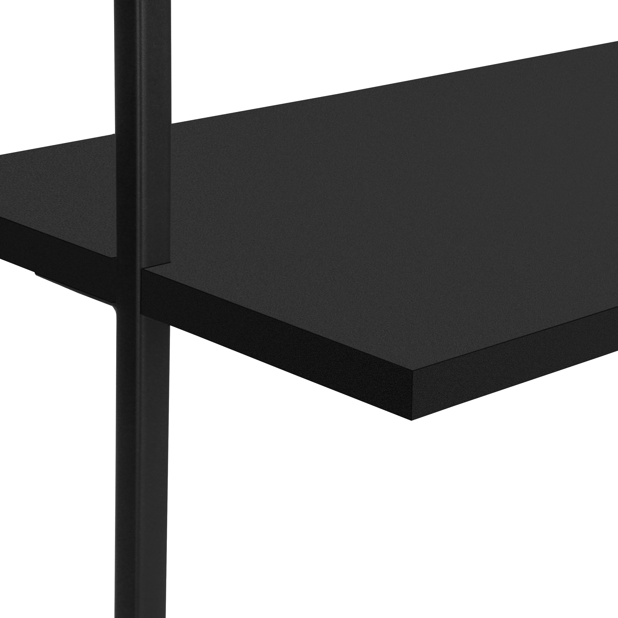 72 Inch Black Metal Ladder Bookcase - Modern Industrial Style Bookshelf for Living Room, Office, or Bedroom Storage