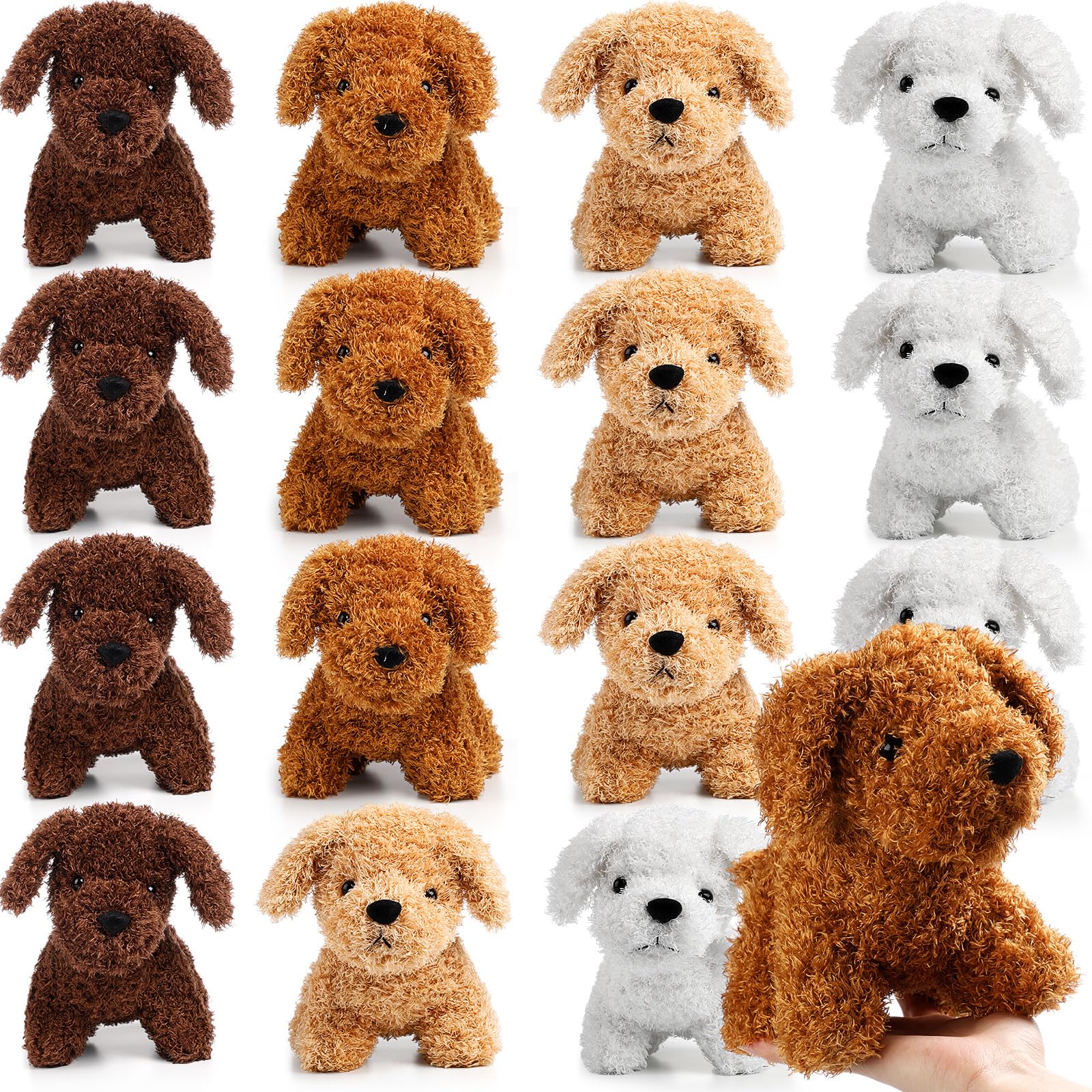 16 Pcs Plush Stuffed Animal Dogs - 7.87 Inch Soft Puppy Dog Toys Bulk Set for Easter Party Favors, Birthday Goodie Bags, Gifts for Girls & Boys - Perfect for Playtime, Nursery Decor and Cute Party Decorations