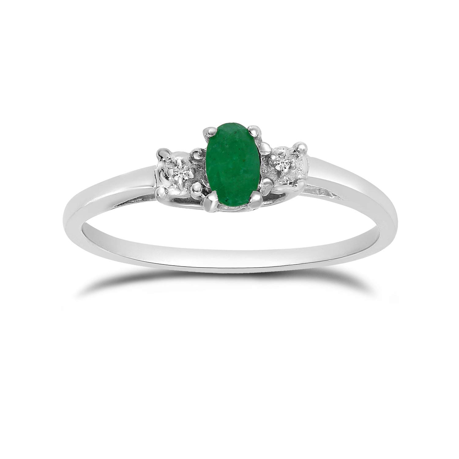 10K White Gold Genuine Birthstone Solitaire Oval Gemstone & Diamond Engagement Ring for Women - Perfect for Wedding, Anniversary & Proposal Gifts