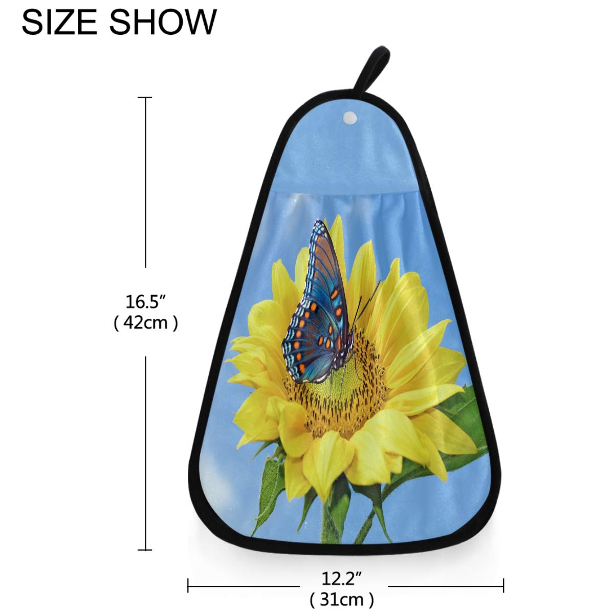 Visesunny Sunflower & Butterfly Cotton Hand Towel - Soft Absorbent Kitchen & Bathroom Towel with Hanging Loop - Perfect for Dish Drying, Decor & Cleaning (Set of 1) - Ideal for Home, Restaurant & Gift Use