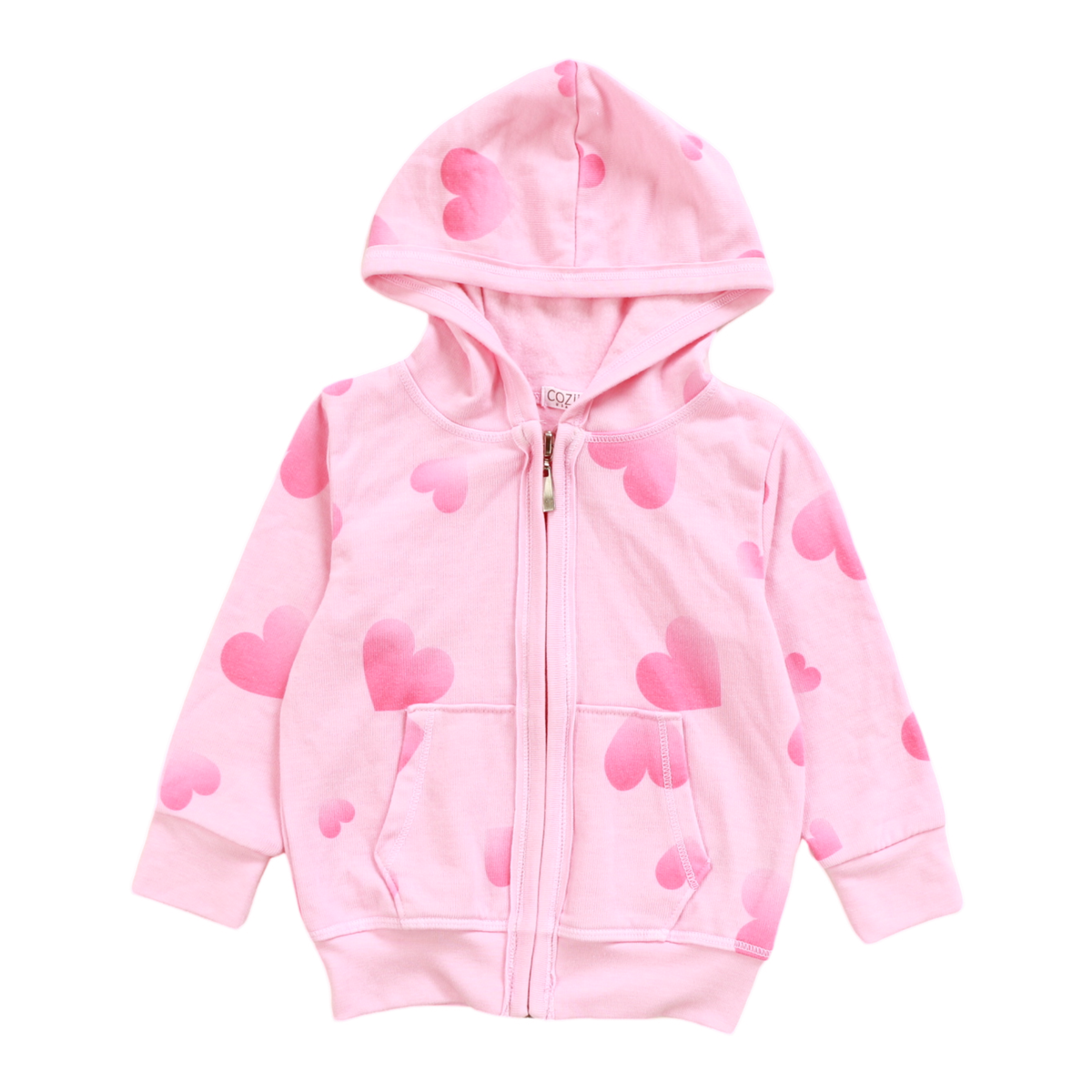 Cozii Long Sleeve Hooded Jacket with Ombre Heart Print - Stylish Women's Outerwear for Fall & Winter, Perfect for Casual Outings and Layering