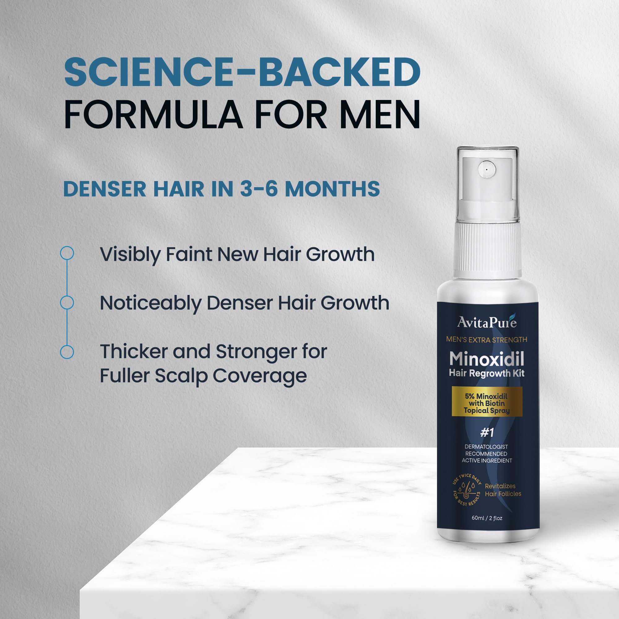 5% Minoxidil Hair Growth Oil for Men with Biotin - Extra Strength Hair Regrowth Treatment to Combat Hair Loss & Thinning - Ideal for Daily Use & Scalp Massage