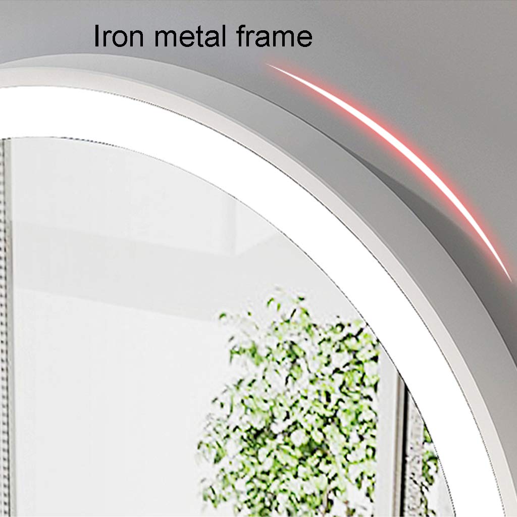 Energy-Saving LED Wall-Mounted Vanity Mirror with Touch Control - Round White Lighted Bathroom Mirror for Makeup & Shaving - Modern Home Decor & Smart Desktop Mirror for Dressing Room & Bedroom