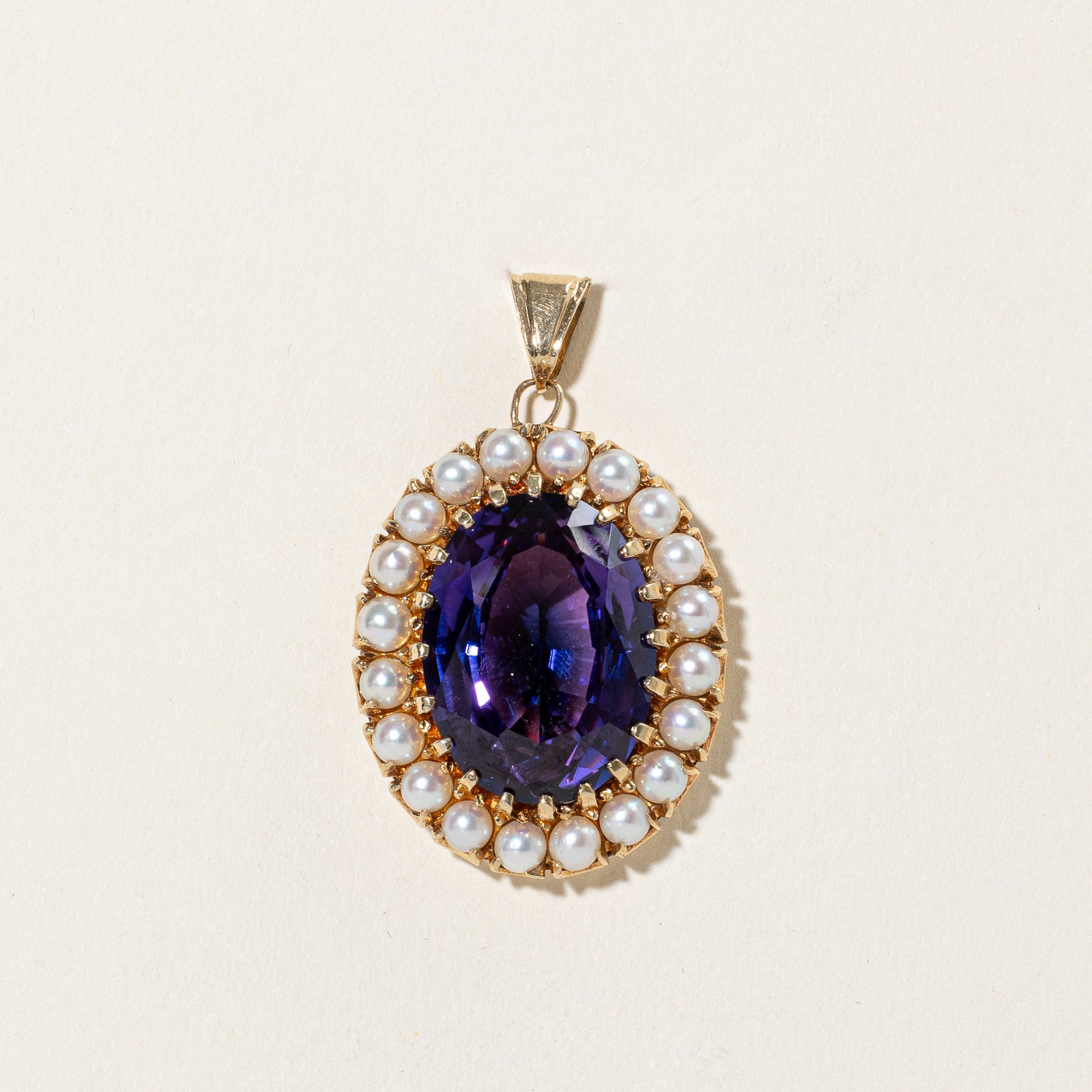 20.00ct Synthetic Purple Sapphire & 5.00ctw Cultured Pearl Pendant Necklace - Elegant Jewelry Gift for Women, Perfect for Weddings, Anniversaries & Special Occasions