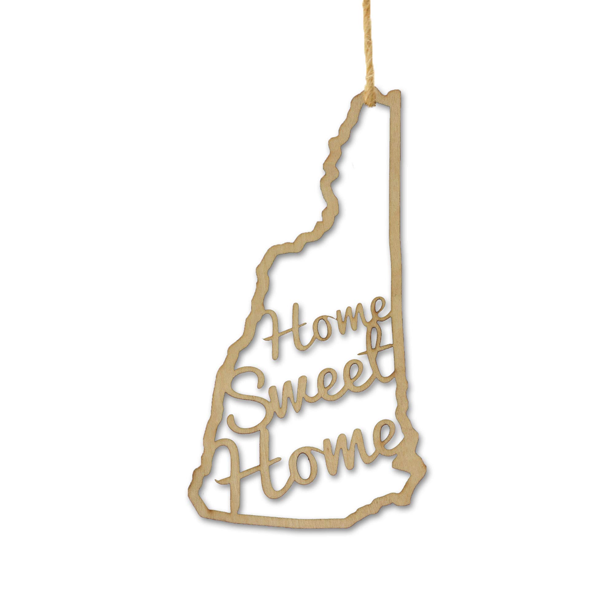 Torched 'Home Sweet Home' Christmas Tree Ornament - Handmade Wooden Hanging Decoration for Holiday & Housewarming Gifts - New Hampshire Inspired Rustic Decor - Perfect for Xmas Trees, Mantels & Seasonal Home Décor