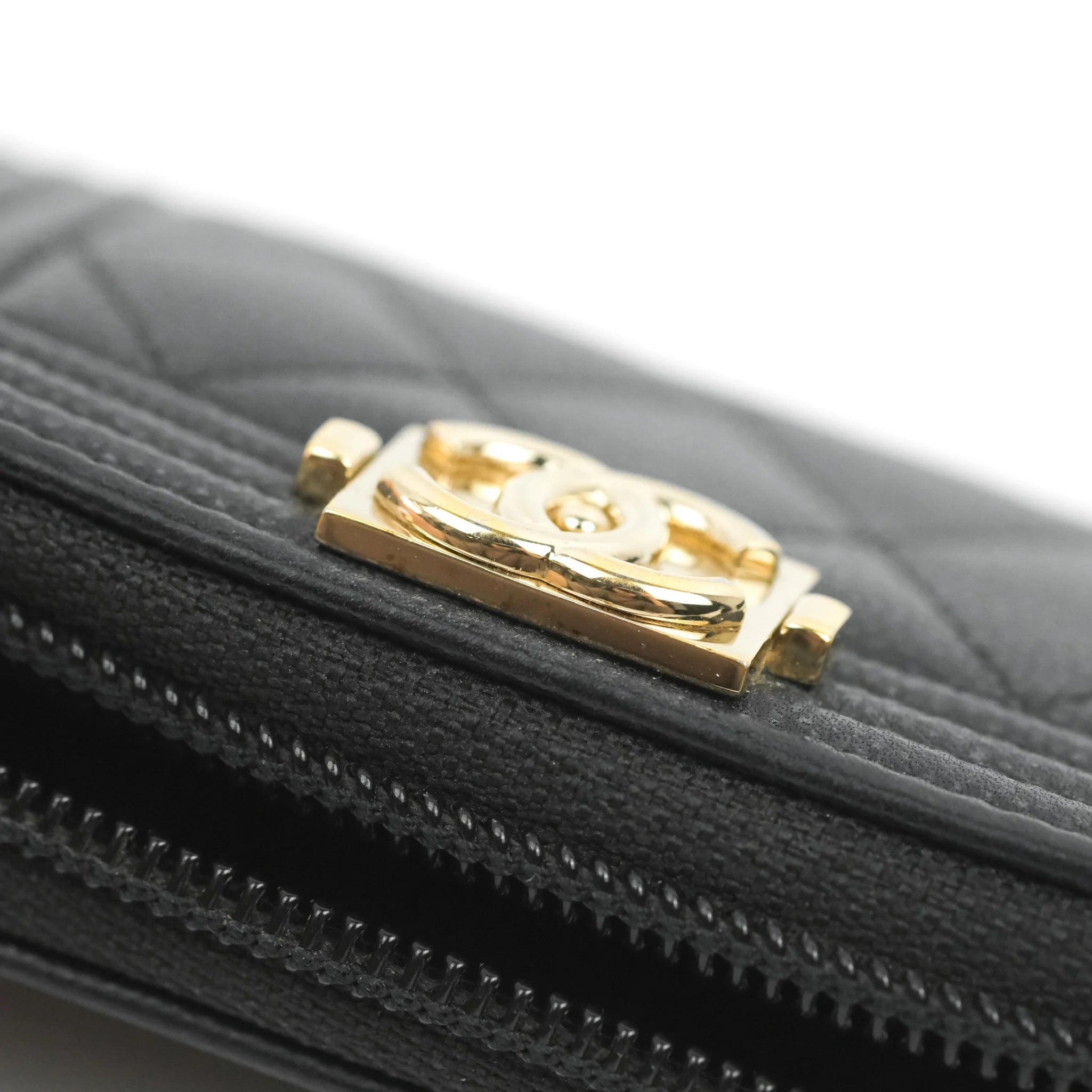 Chanel Boy Zipped Coin Purse in Black Caviar Leather with Gold Hardware - Luxury Wallet for Women, Perfect for Parties & Everyday Use