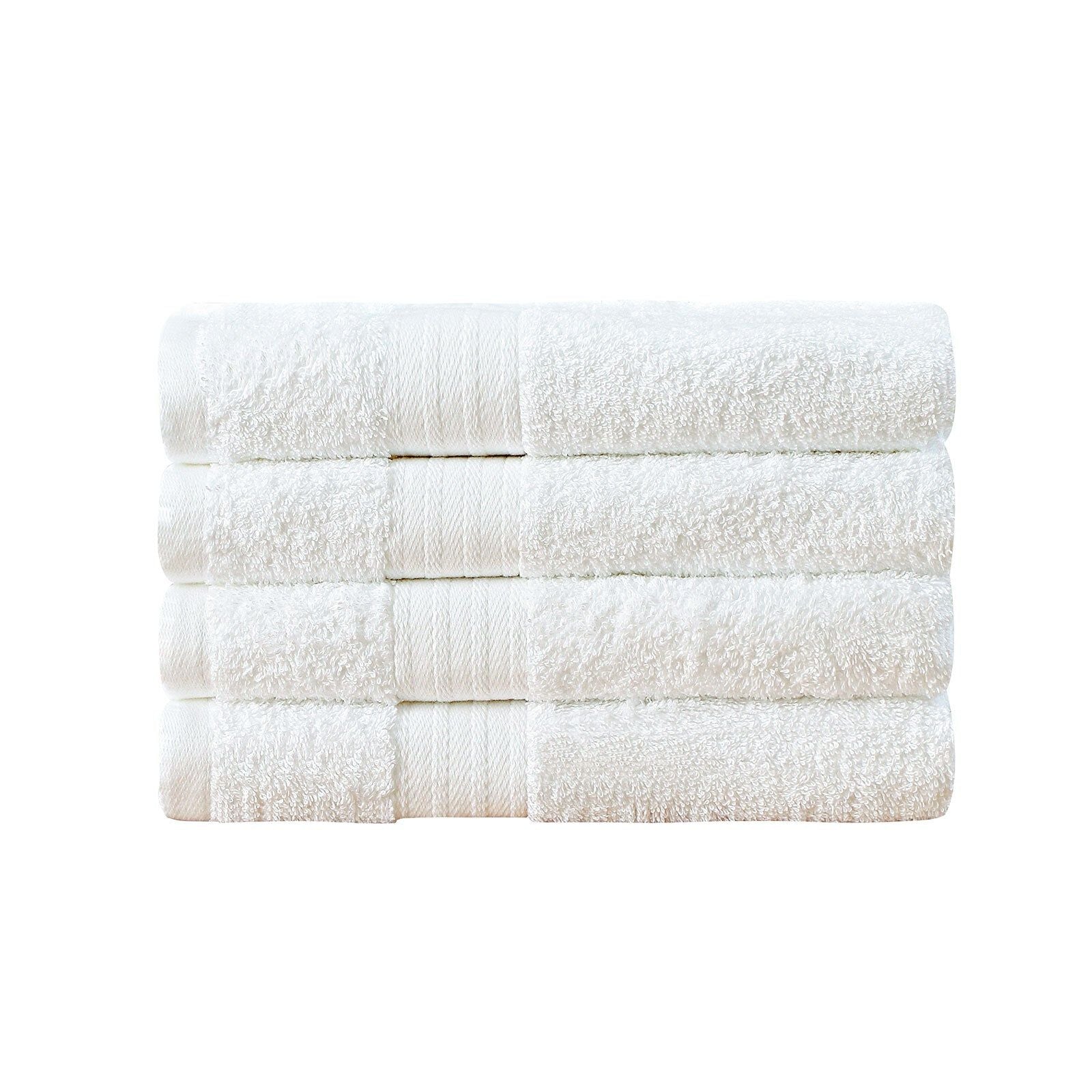 Premium 4-Piece Cotton Hand Towels Set by Linenland - Soft & Absorbent White Bath Towels for Spa, Gym & Guest Bathrooms