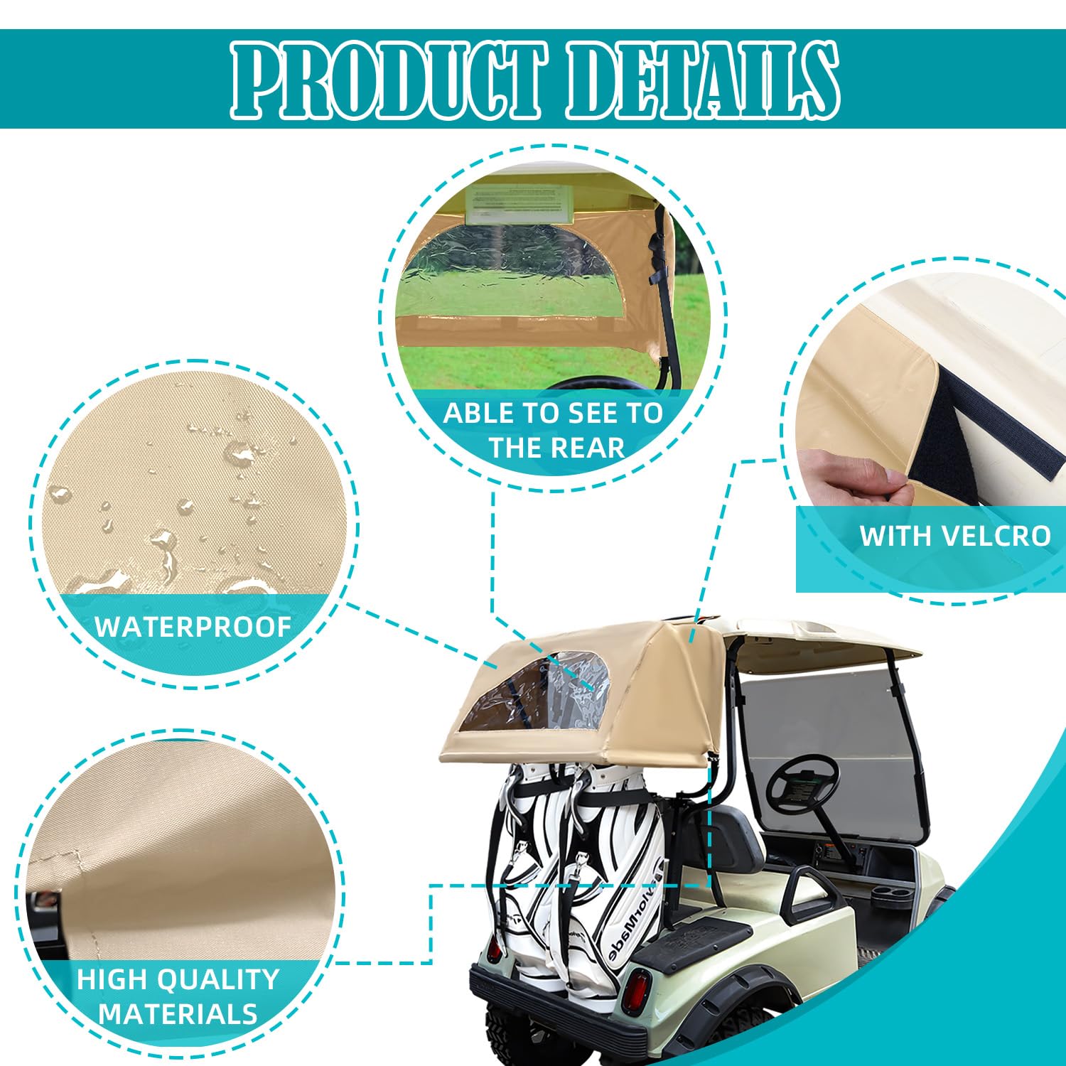 Universal Rear Bag Rain Cover Kit for Golf Carts - Waterproof Protection for Golf Bags & Clubs - Perfect for Rainy Days & Outdoor Golfing