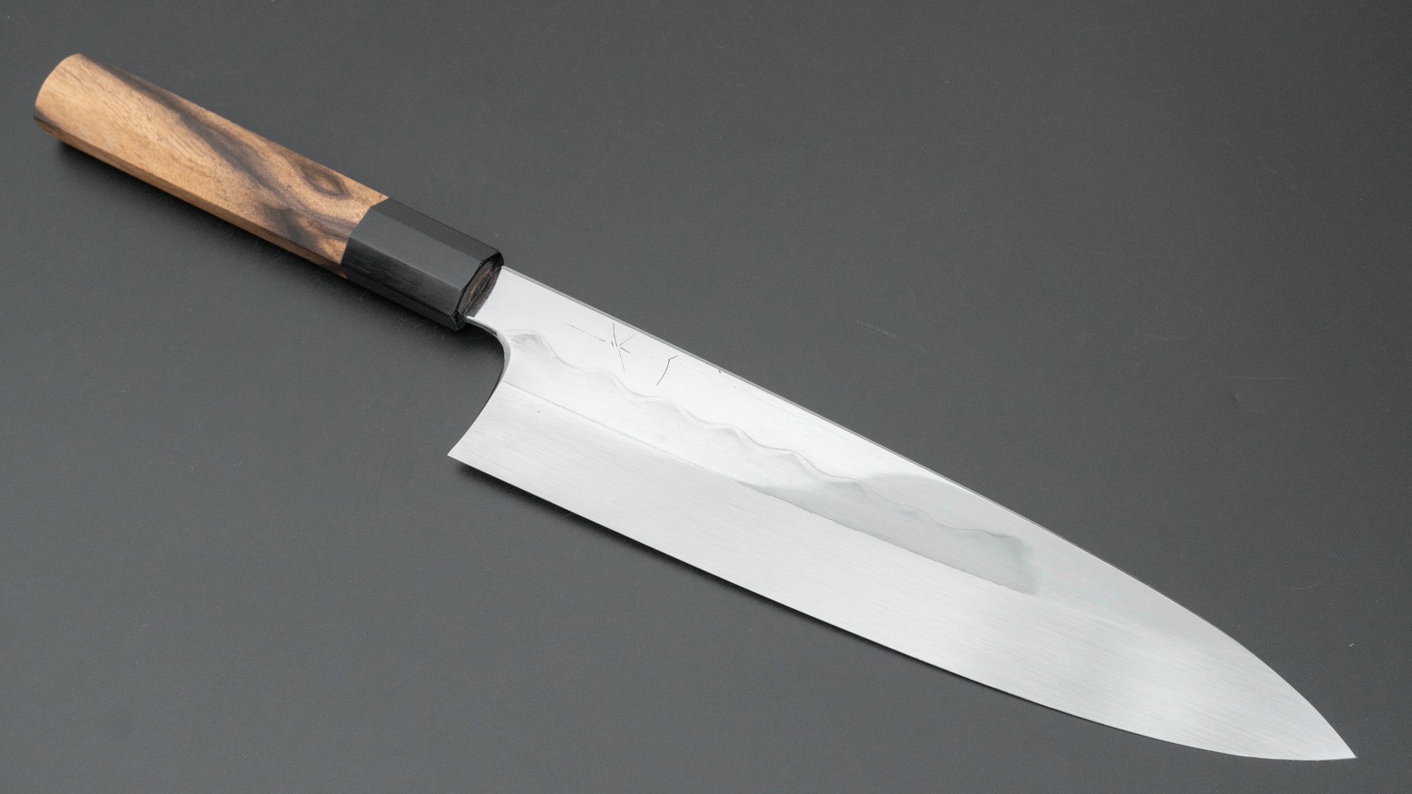 Hitohira Togashi White #1 Notaremon Mizu Honyaki Gyuto 240mm Japanese Chef Knife with Kurokaki Persimmon Handle (#082/Saya Included) - Perfect for Sushi, Sashimi & Precision Cutting