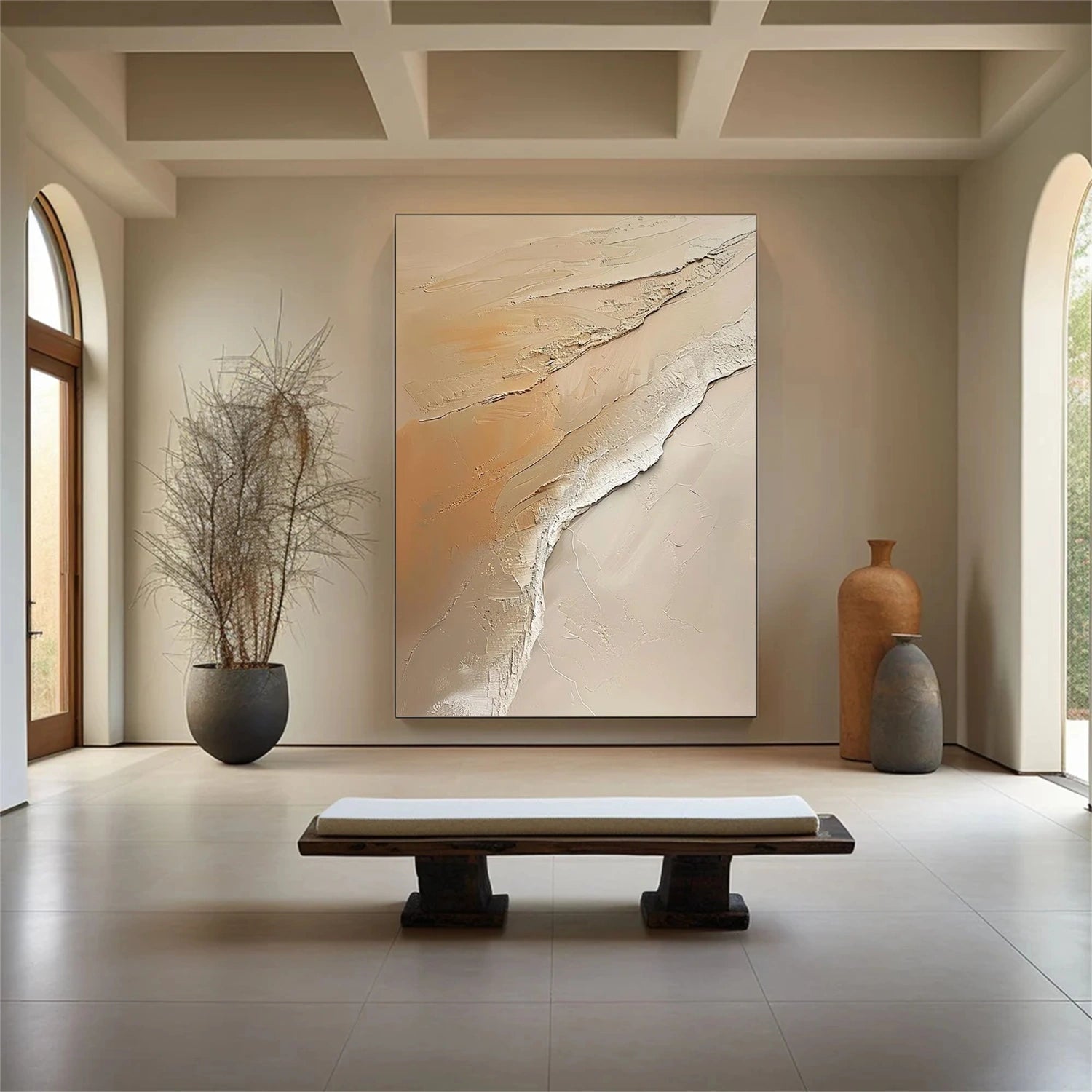 Wabi Sabi Textured Wall Art #WS309 - Handmade Japanese Inspired Abstract Canvas Painting for Living Room, Bedroom & Office Decor