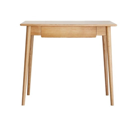 Solid Oak Wood Office Desk with Spindle-Shaped Slanted Legs - Modern Home Office Furniture for Work & Study