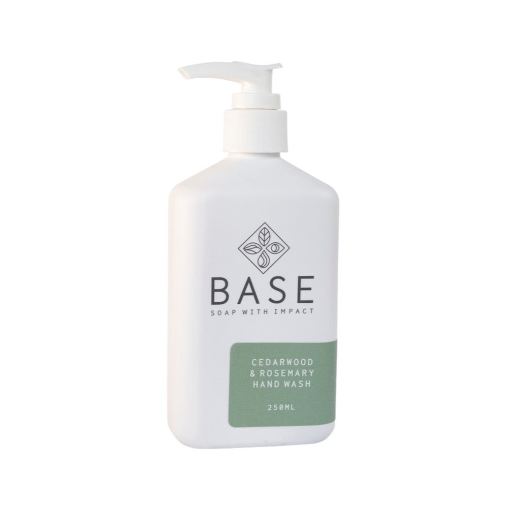 BASE (Soap With Impact) Cedarwood & Rosemary Hand Wash 250ml - Natural Antibacterial Soap for Kitchen, Bathroom & Guest Use