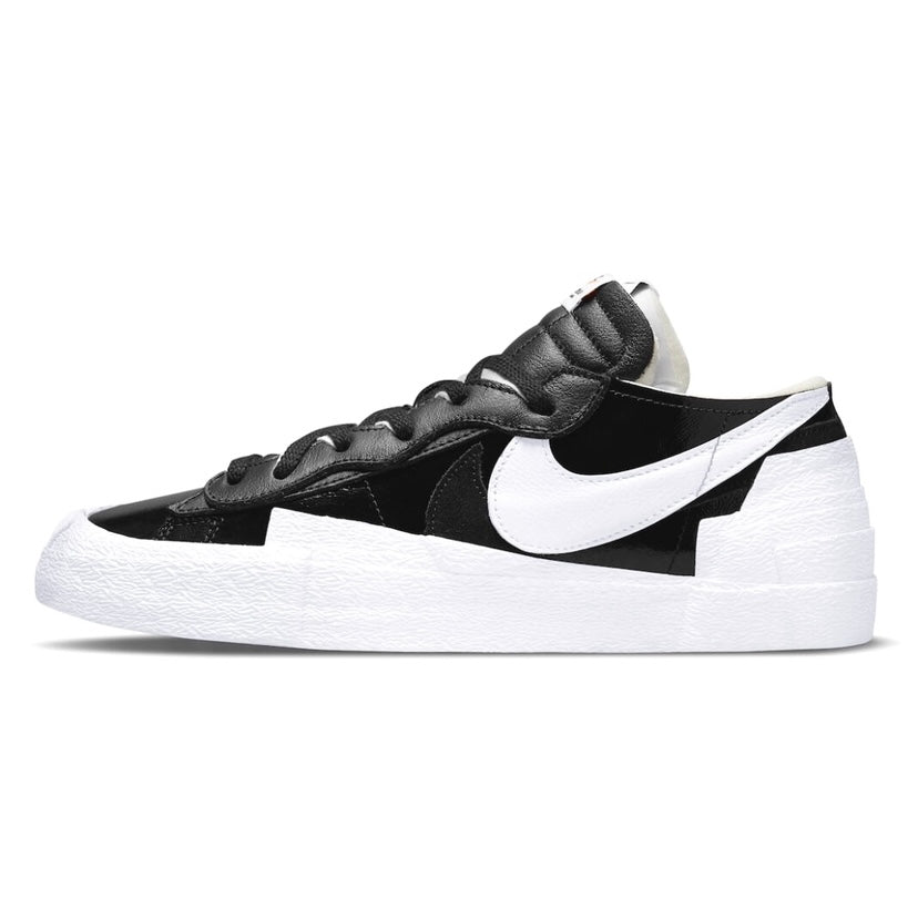 Nike x Sacai Blazer Low Sneakers - Patent Leather Black & White Basketball Shoes for Men & Women | Streetwear Fashion & Casual Wear