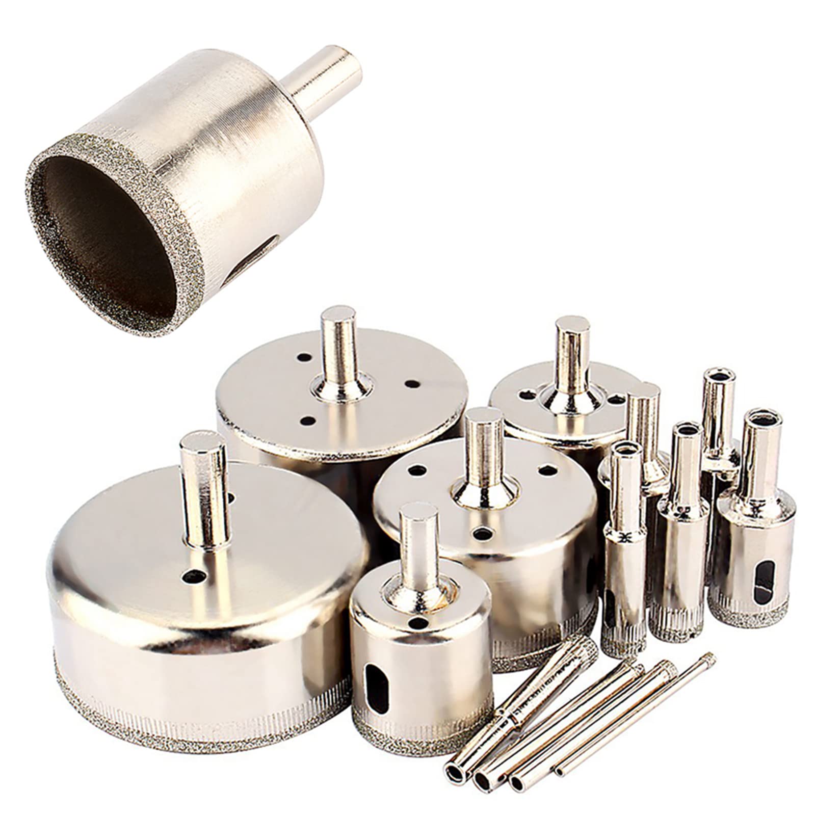 14Pcs Coated Hole Saw Drill Bits Set 3-70mm for Glass Tile & Marble - Perfect for DIY & Professional Use