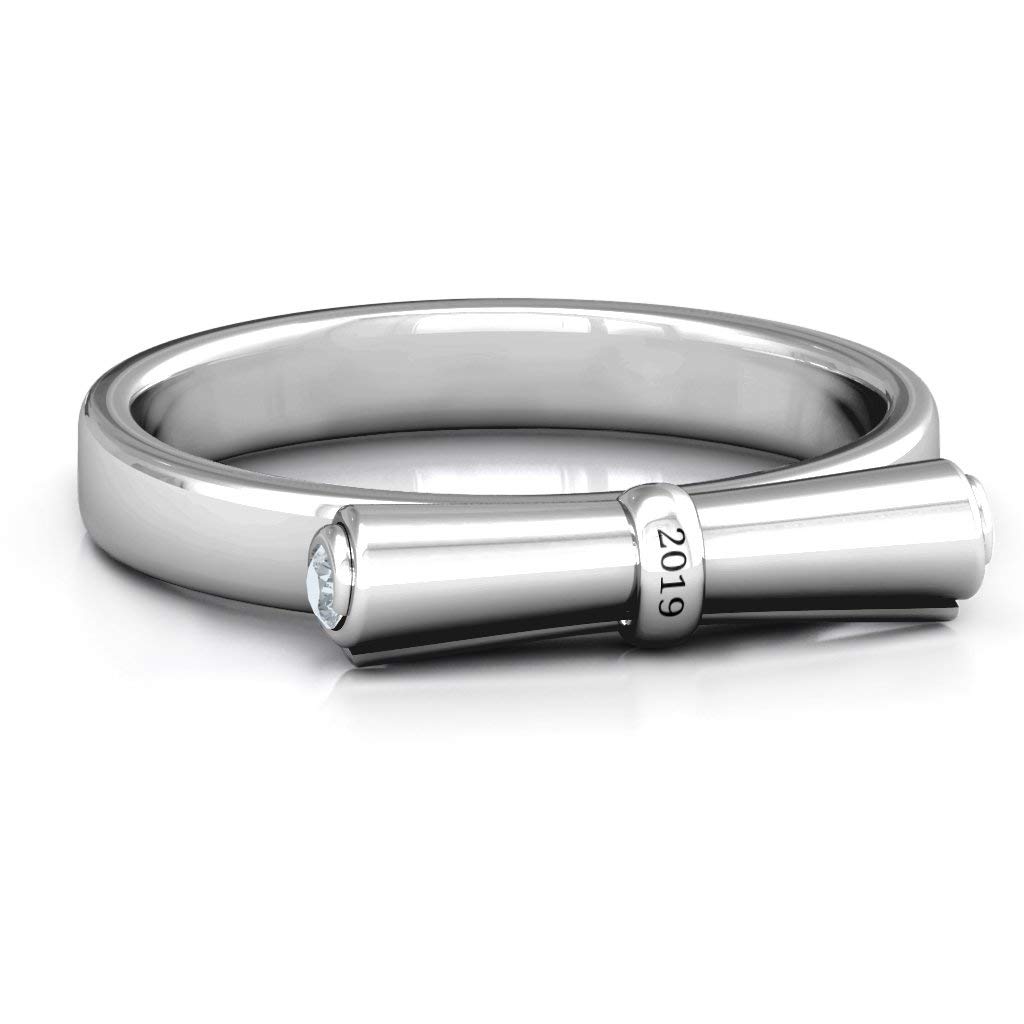 JEWLR Sterling Silver Graduation Ring for Diploma Scroll - Elegant & Durable Jewelry for Graduates, Perfect for Commencement Ceremonies & Academic Achievements