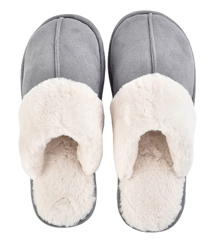 Women's Warm Fuzzy Cotton Slippers with Memory Foam - Cozy Indoor House Shoes for Winter, Non-Slip Thick Sole & Suede Upper - Perfect for Bedroom, Lounge & Cold Weather Comfort
