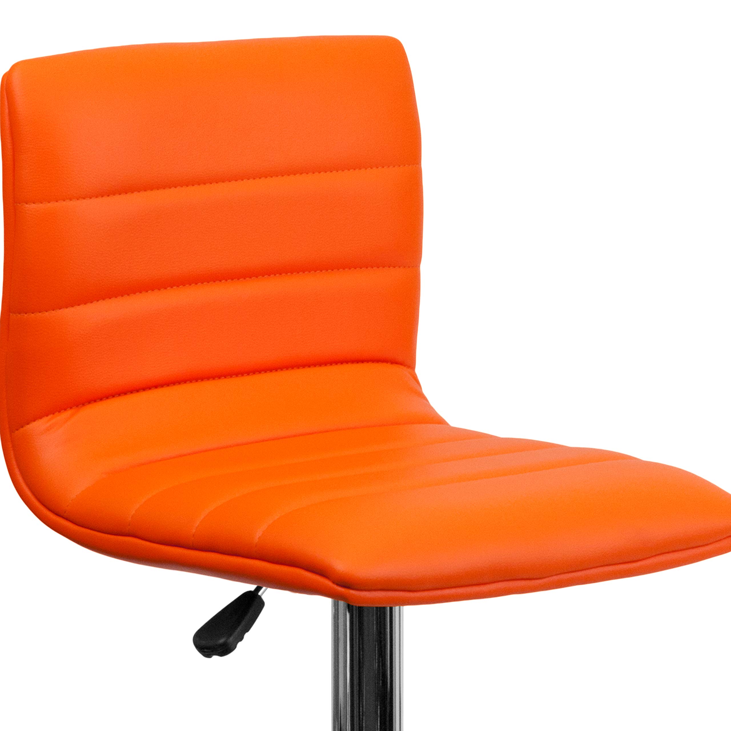 2 Pack Orange Vinyl Adjustable Height Bar Stools with Horizontal Stitch Back - Modern Kitchen Counter Stools for Dining Room, Breakfast Nook & Home Bar Decor
