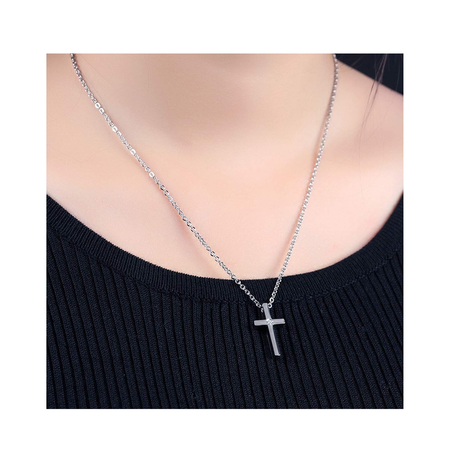 Elegant Small Cross Pendant Necklace for Women - Minimalist Sterling Silver Religious Jewelry - Perfect Mothers Day Gift, Birthday Present for Her - Ideal for Church, Weddings & Everyday Wear