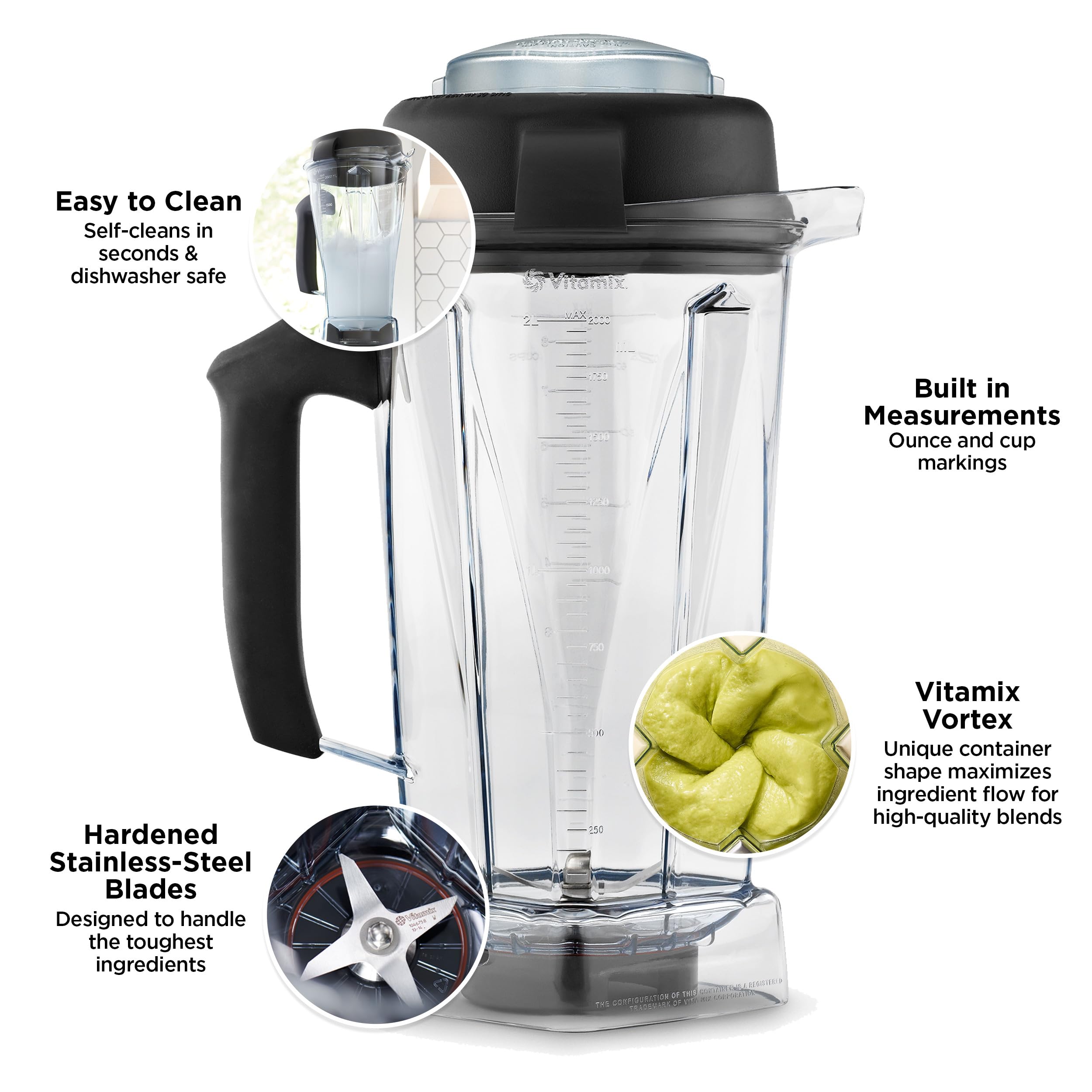 Vitamix 64 oz. Container - 60865, 64 Ounce BPA-Free Blender Jar - Perfect for Smoothies, Soups & Nut Butters - Clear