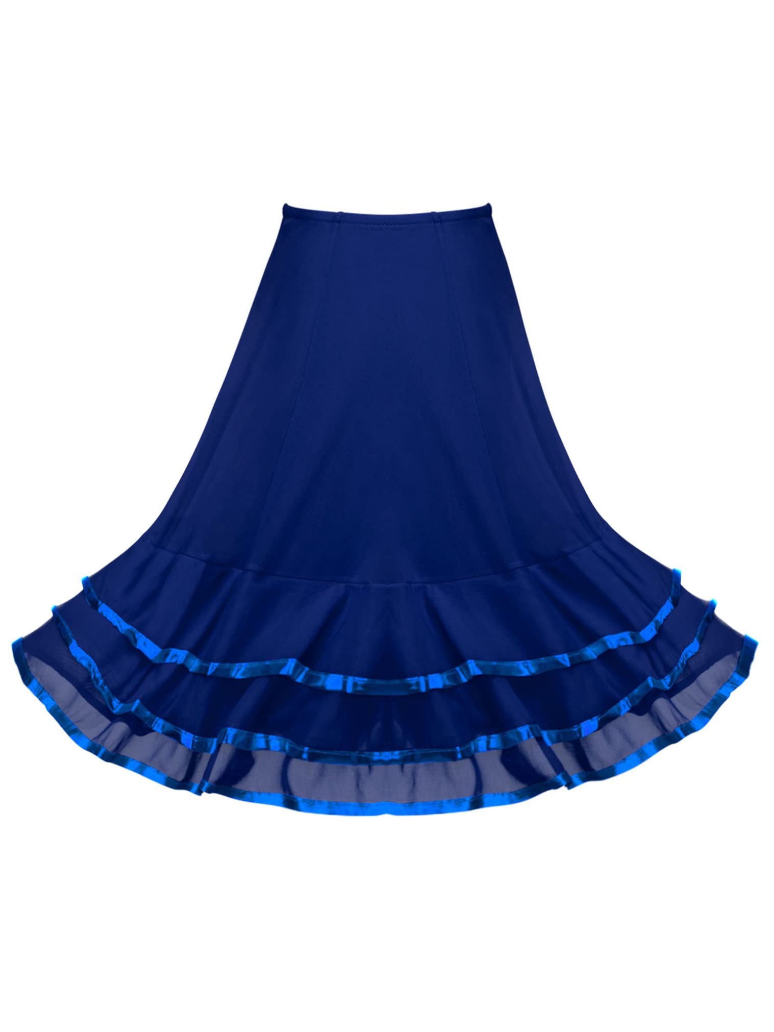 JEATHA Girls Chiffon Tiered Ruffle Maxi Skirt - A-Line Swing Skorts for Summer, Casual Wear & Latin Tango Dance - Perfect for Parties, Performances and Everyday Play
