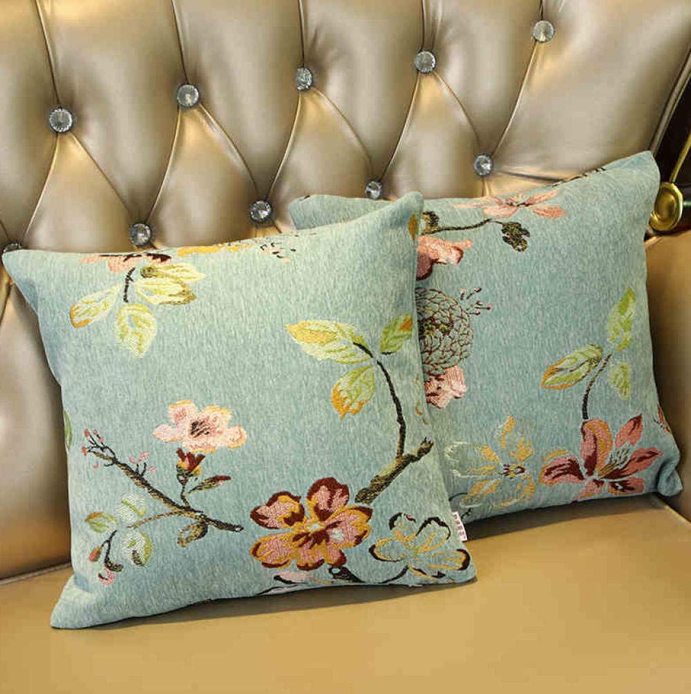 QWE Rectangular Chenille Suede Pillow Cover - 45x45cm Soft Blue Sofa Cushion for Living Room, Bedroom & Home Decor | Washable & Durable Pillow Case