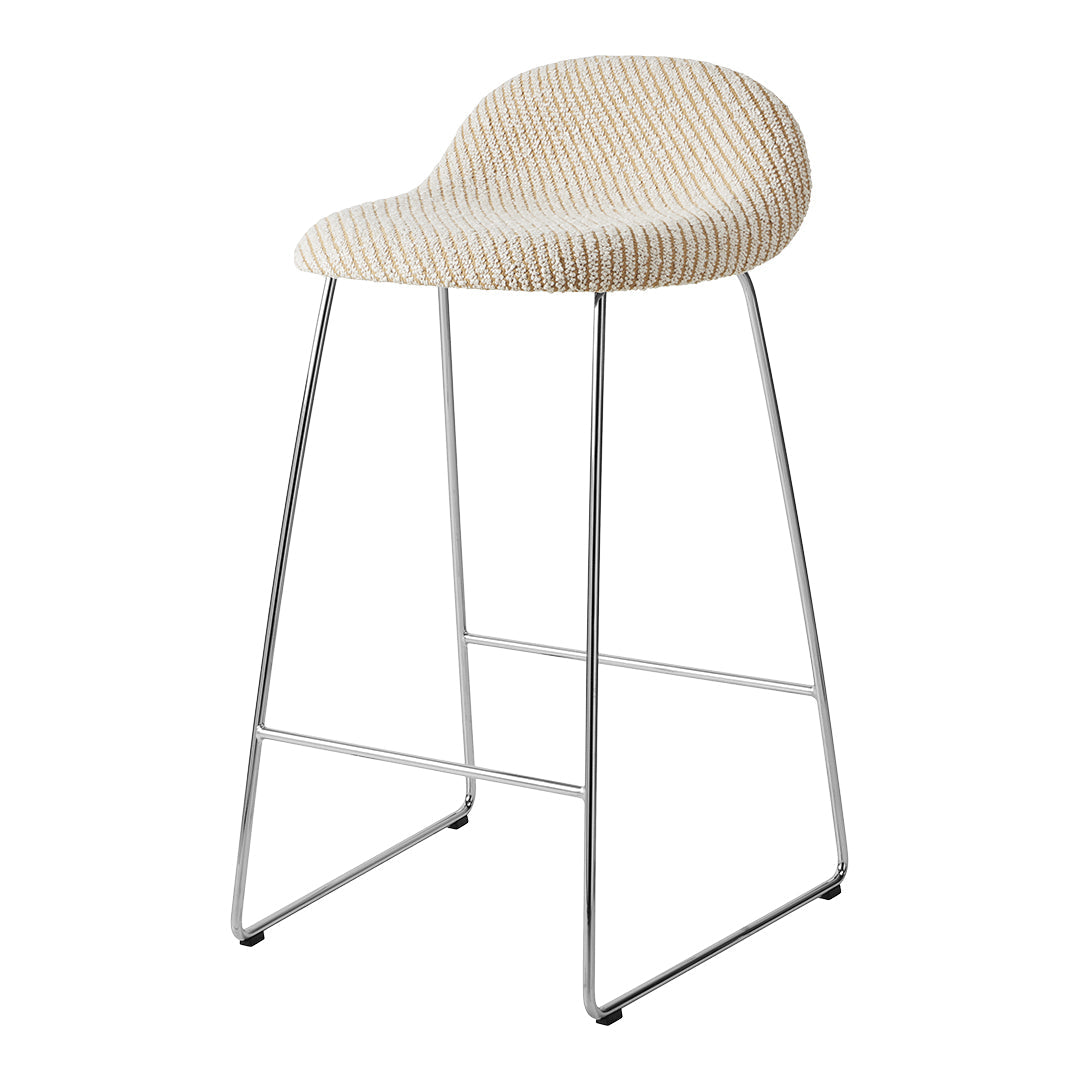 Gubi 3D Counter Stool with Front Upholstery & Sledge Base - Modern Bar Stool for Kitchen Island, Breakfast Nook or Home Bar