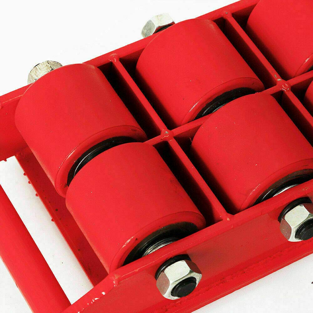 8T/17,600 lbs Heavy Duty Machinery Mover with 360° Rotation & Steel Rollers - Industrial Dolly Skate for Workshop, Warehouse & Factory Equipment Moving - Red CNCEST Cargo Trolley with Built-in Handle