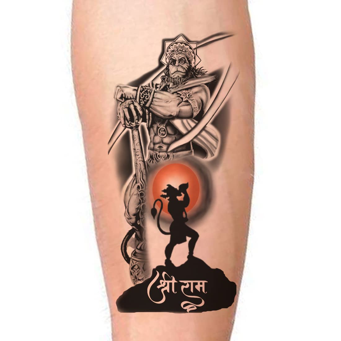 Waterproof Hanuman & Shree Ram Temporary Tattoos for Men & Women - Colorful Religious Body Art for Festivals, Yoga & Spiritual Events