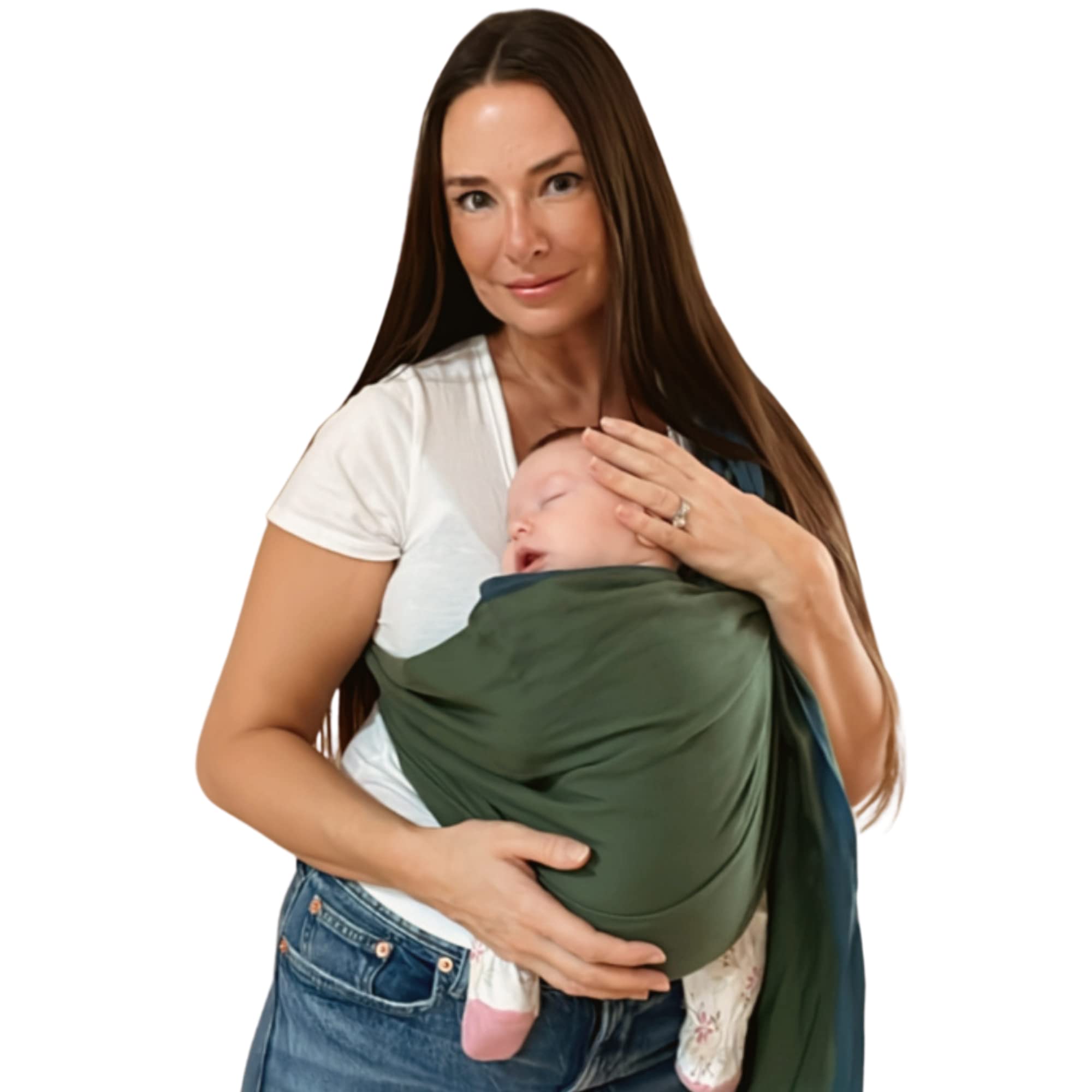 Organic Cotton Baby Wrap Sling Carrier for Newborns & Toddlers 8-35 lbs - Adjustable Hip Seat Infant Carrier - Soft Breathable Babywearing Wrap for Hands-Free Parenting - Perfect Baby Shower Gift for Moms - Nursing Cover & Ergonomic Support (Fern Green) - Ideal for Shopping, Travel & Breastfeeding