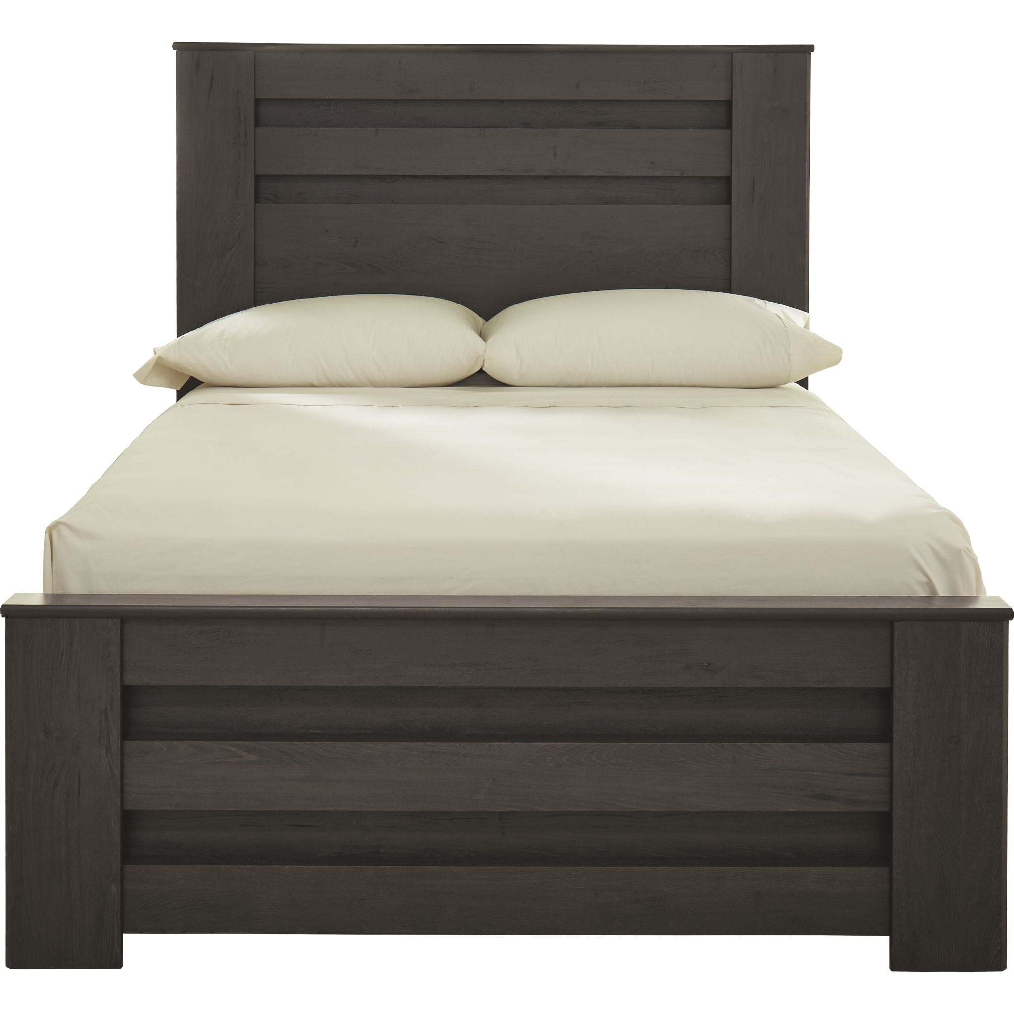 Brinxton Full Panel Bed Frame - Queen Size, Charcoal Finish - Modern Platform Bed with Upholstered Headboard for Bedroom Decor
