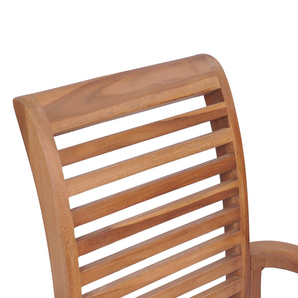 Premium Teak Wood Outdoor Dining Chairs Set of 2 with Green Cushions - Patio Garden Armchairs for Backyard, Poolside & Restaurant Use