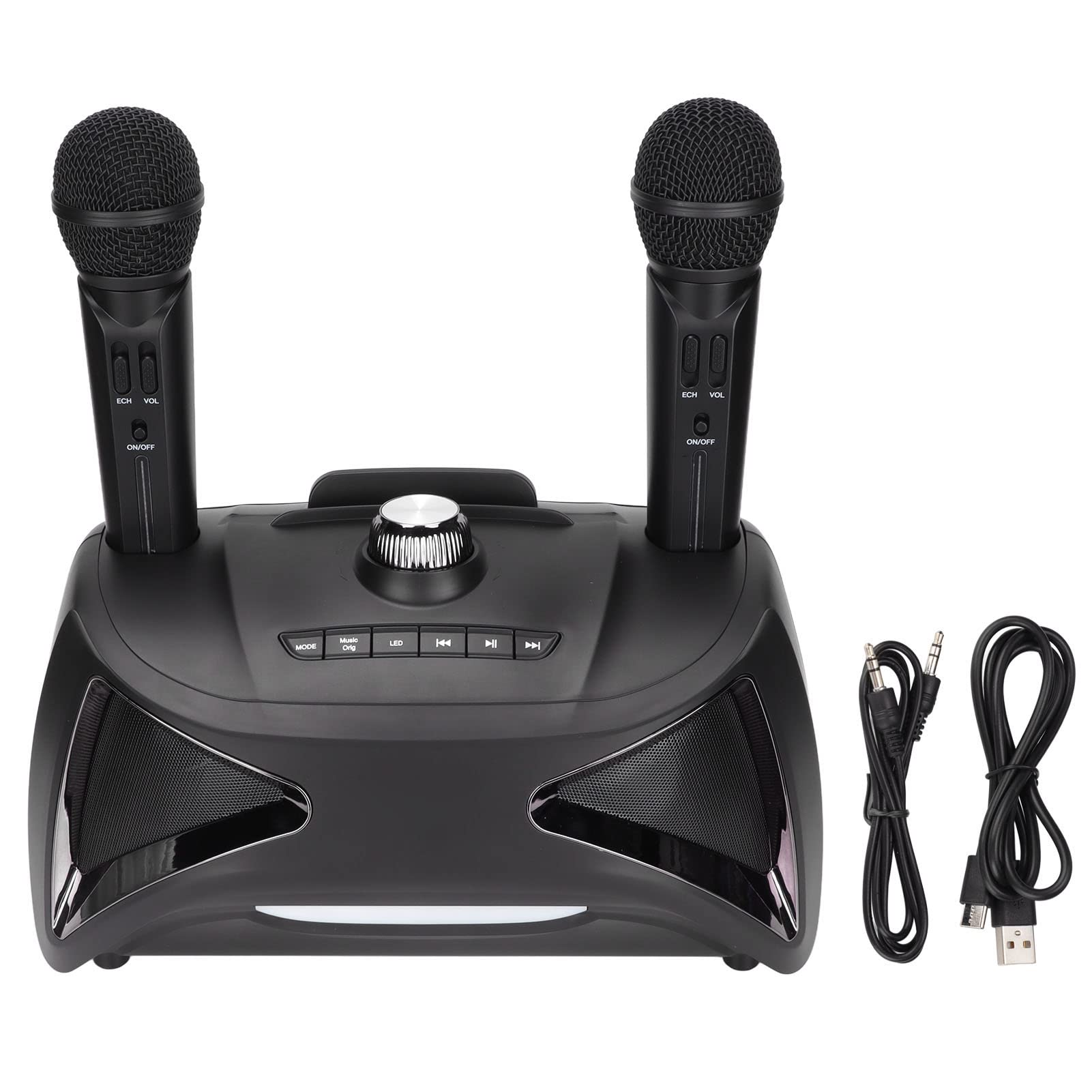 ST-2025 Bluetooth Karaoke Machine with Dual Wireless Microphones - Powerful Portable Speaker System for Adults & Kids - Perfect for Home Parties, Family Gatherings & Entertainment