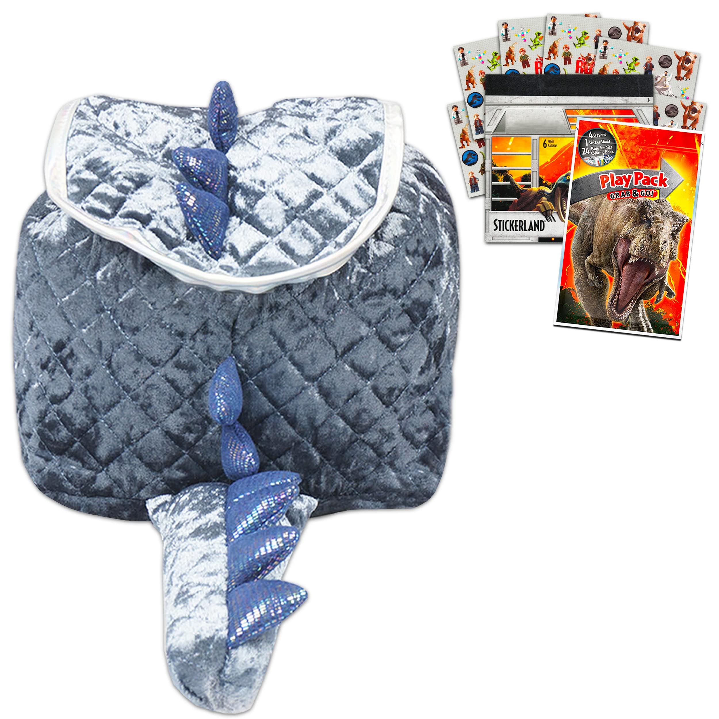 Jurassic World Dinosaur Plush Mini Backpack for Toddlers & Kids - Cute Dino Tail Design, Preschool & School Supplies - Perfect for Daycare, Travel & Birthday Gifts