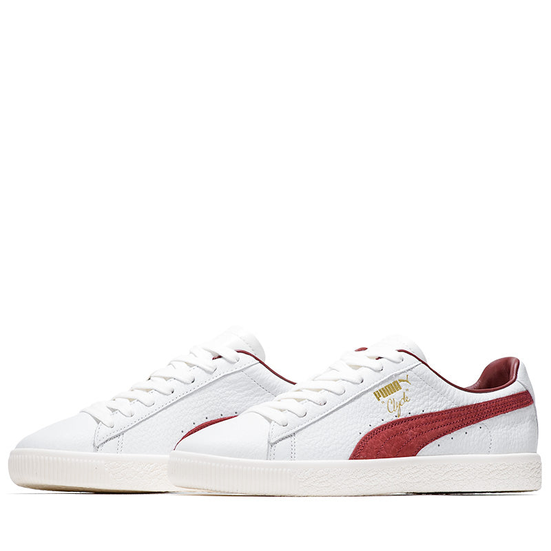 Original Puma Clyde Made in Italy Sneakers - White/Intense Red Basketball Shoes for Men | Premium Leather Court Performance & Streetwear Style