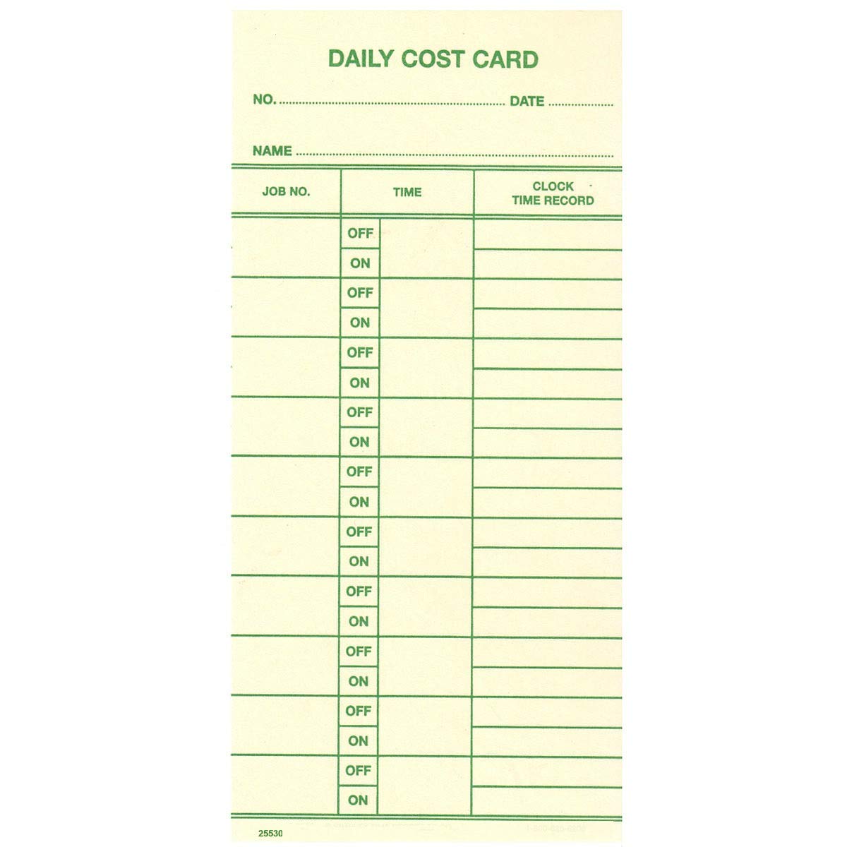 1000 Pack Employee Daily Job Cost Cards - Compatible with Acroprint, Amano, Lathem, Simplex Time Clocks | Perfect for Construction, Cleaning & Service Industry Workforce Tracking