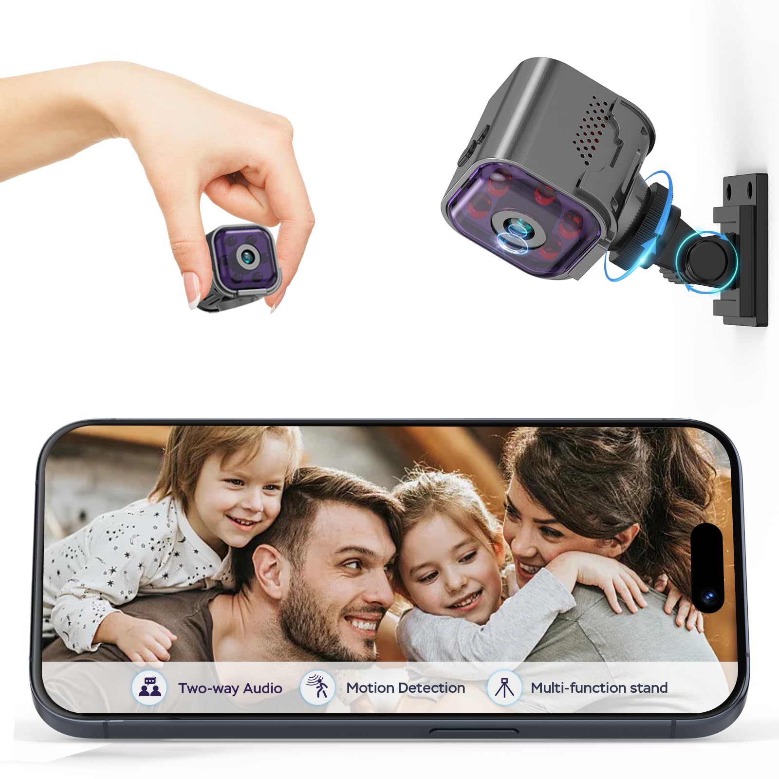 Spy Camera Hidden Camera with Audio & Video - Mini Wireless Security Camera with Phone App, 2-Way Audio, Night Vision, Motion Detection & Real-Time Recording - Perfect for Home Security, Office Monitoring & Baby Watching