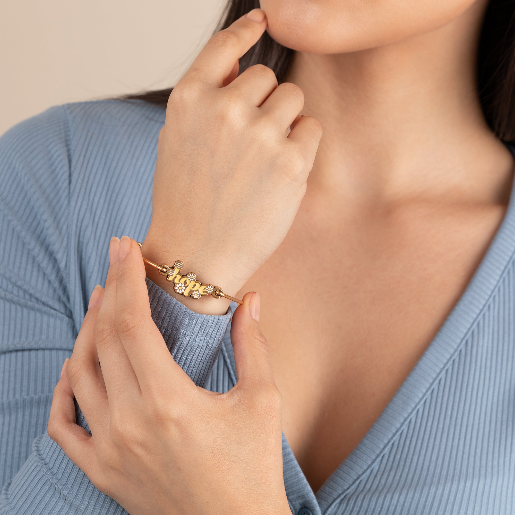 Hope Inline Charm Bangle - Sterling Silver Inspirational Jewelry for Women - Perfect for Everyday Wear & Special Occasions