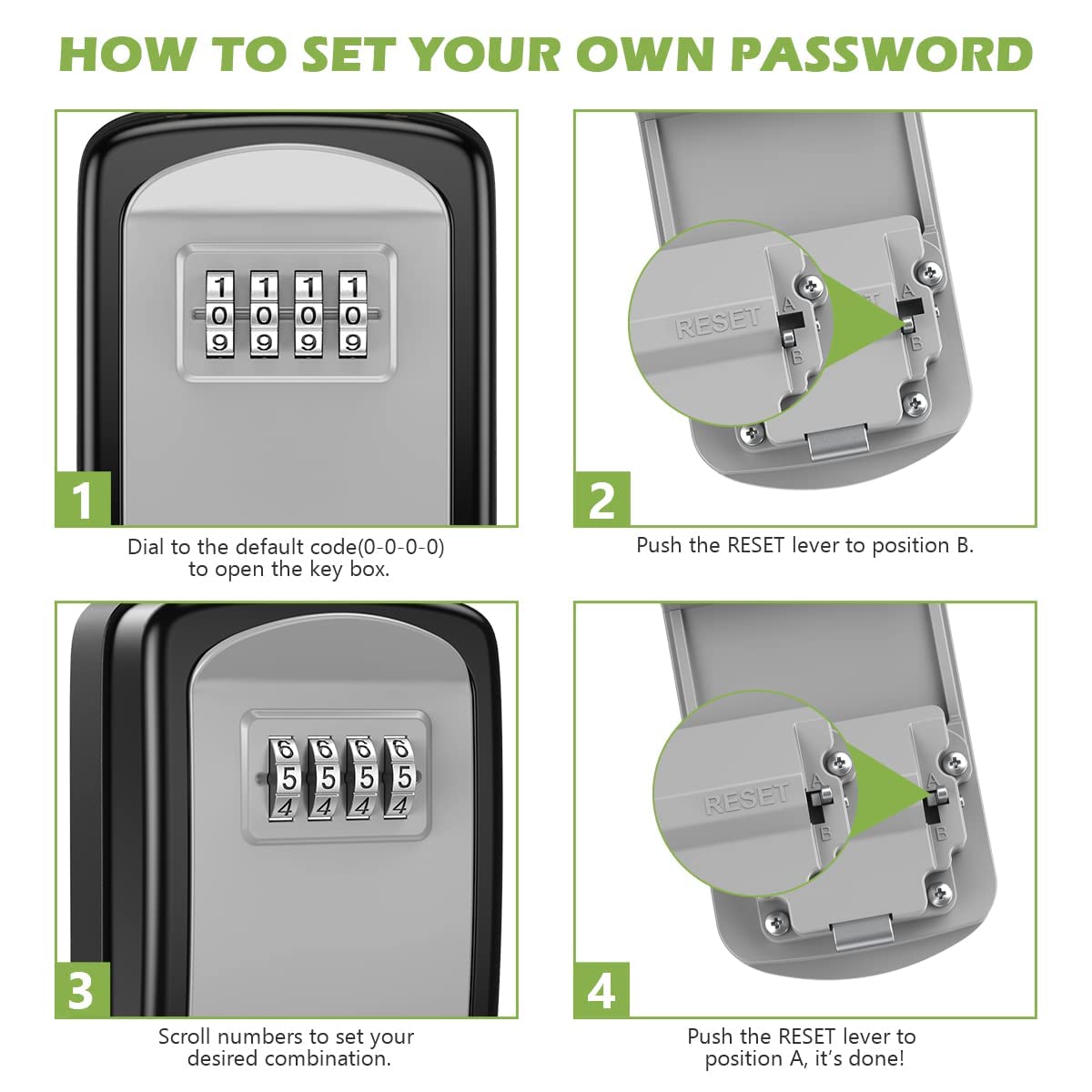 KeeKit Upgraded Key Lock Box - Waterproof Resettable 4-Digit Combination Key Safe with Removable Buckle, Holds 5 Keys - Secure Key Storage for Home, Office, Warehouse, Vacation Rental & Outdoor Use
