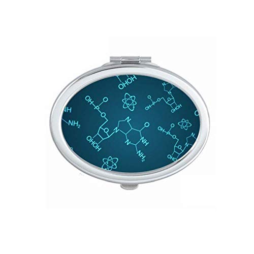 DIYthinker Portable Folding Double-Sided Mirror with Blue Chemical Molecular Design - Perfect for Makeup, Travel & Science Enthusiasts