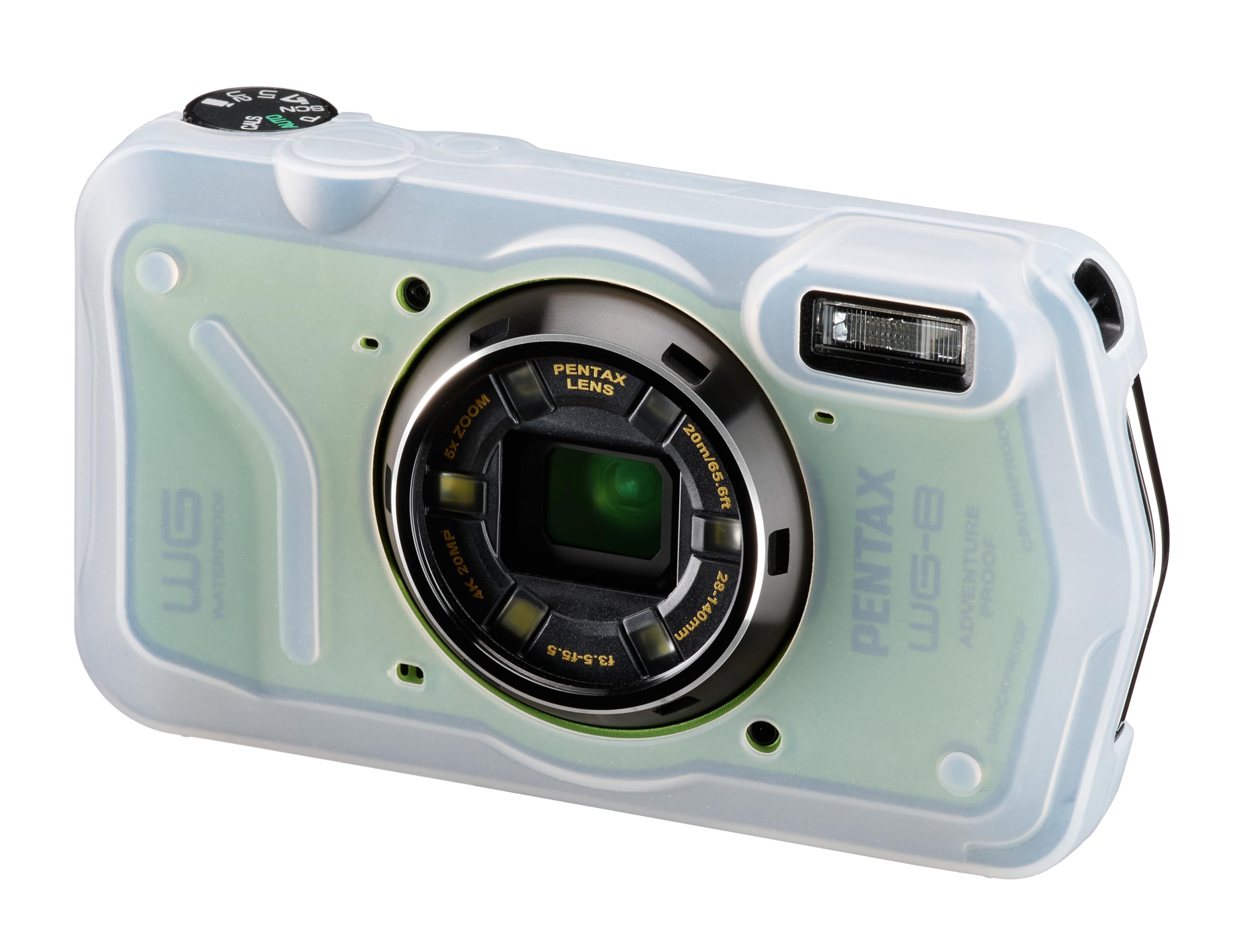 **PENTAX WG-8 Green Waterproof Digital Camera - Shockproof, Dustproof, 4K Video, Macro Ring Light for Outdoor Adventure, Travel & Vlogging**    **Usage Scenarios:** Perfect for hiking, snorkeling, extreme sports, travel vlogging, and macro photography.