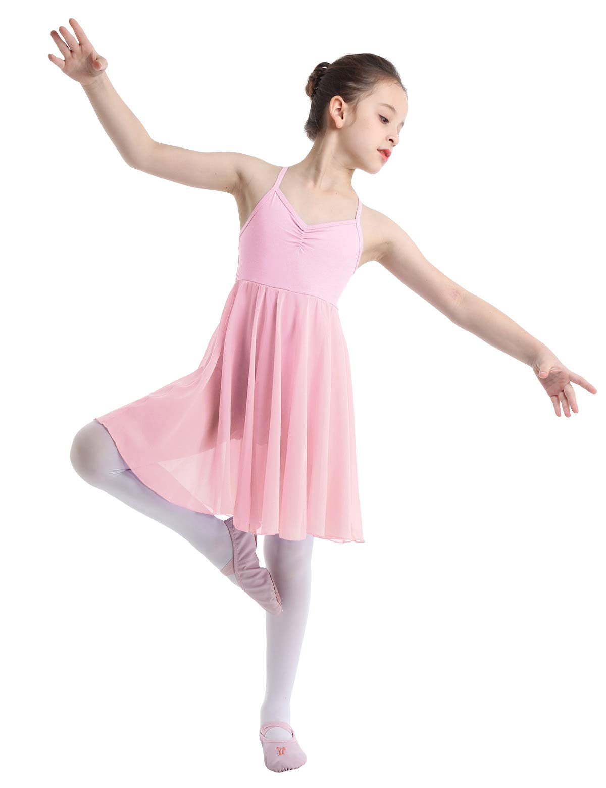 Girls Ballet Leotard with Chiffon Tutu Skirt - Dance Camisole Gymnastic Dress for Kids - Perfect for Ballet, Gymnastics, Recitals & Dance Performances