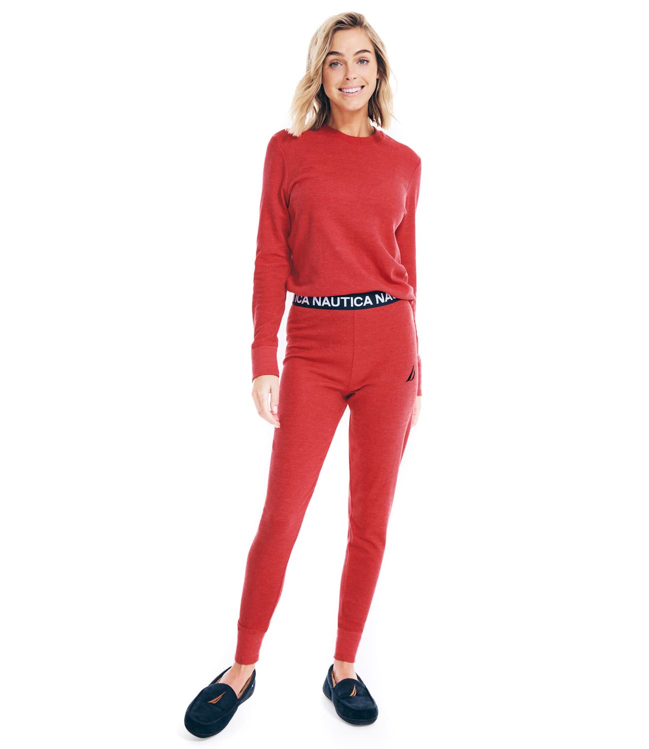 Nautica Women's Thermal Underwear Set - Long Sleeve Waffle Knit Base Layer for Cold Weather - Perfect for Winter Sports, Hiking & Layering Under Clothes