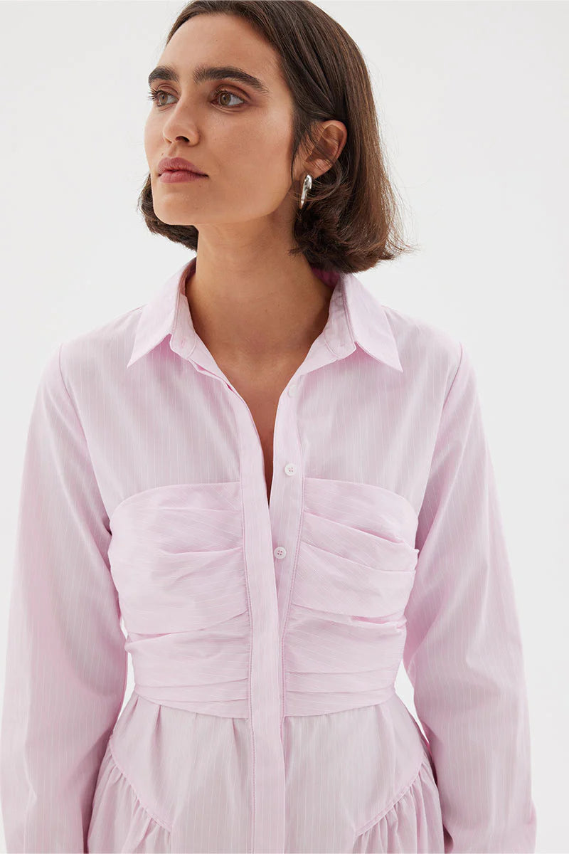 Evermore Corset Shirt Dress for Women - Elegant & Comfortable Musk Floral Print - Perfect for Office, Date Night & Casual Outings