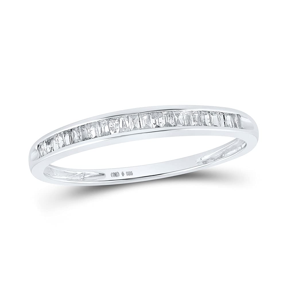 1/6 Cttw Sterling Silver Women's Baguette Diamond Wedding Band Ring – Elegant Anniversary Gift for Her, Perfect for Proposals, Engagements & Special Occasions
