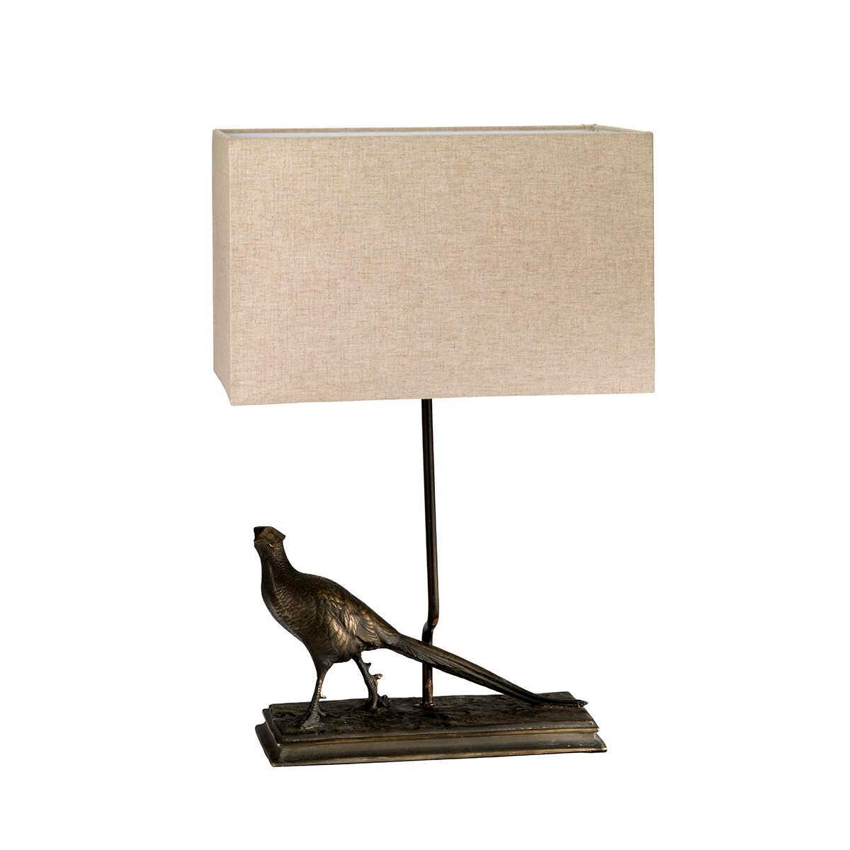 Halkirk 1 Light Bronze Table Lamp with Natural Linen Shade - Modern Bedside & Living Room Lighting for Home Decor