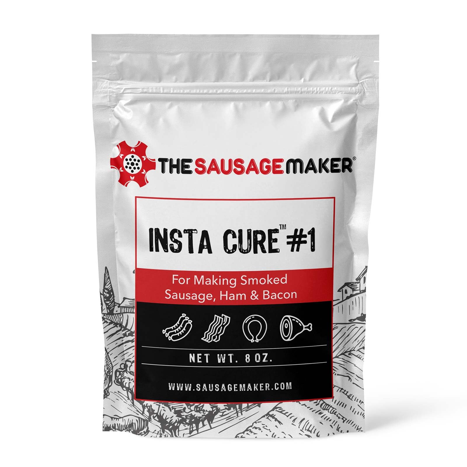 Insta Cure #1 - 1 Lb Pink Curing Salt | Prague Powder for Meat, Sausage, Ham & Bacon | Quick Cure Made in USA by The Sausage Maker® | Perfect for Home Curing, Charcuterie & Food Preservation