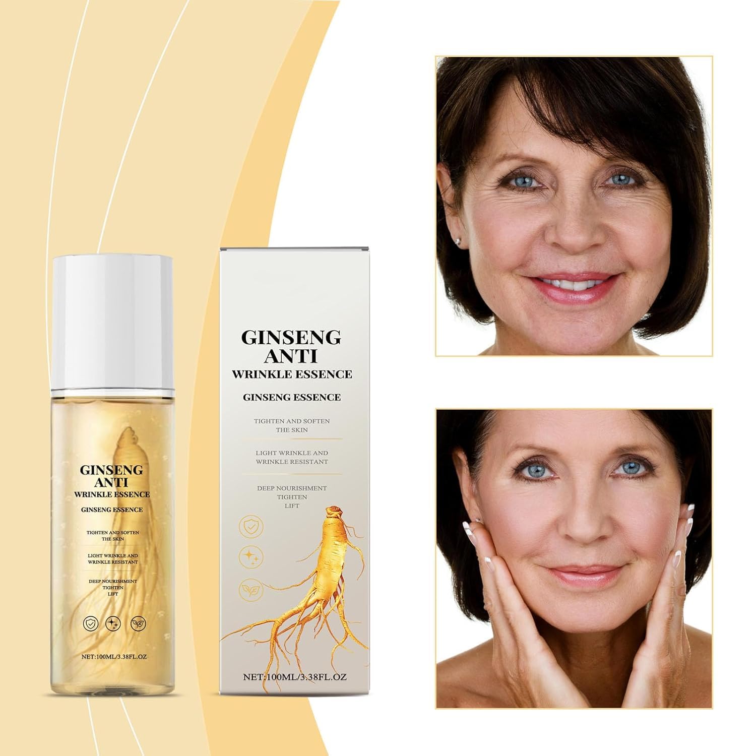 Premium Korean Ginseng Anti-Aging Essence - Hydrating Facial Toner with Multi-Peptide Complex for Wrinkle Reduction & Deep Moisturizing | Fights Fine Lines & Signs of Aging | Perfect for Daily Skincare Routine & Nighttime Rejuvenation (1PC)